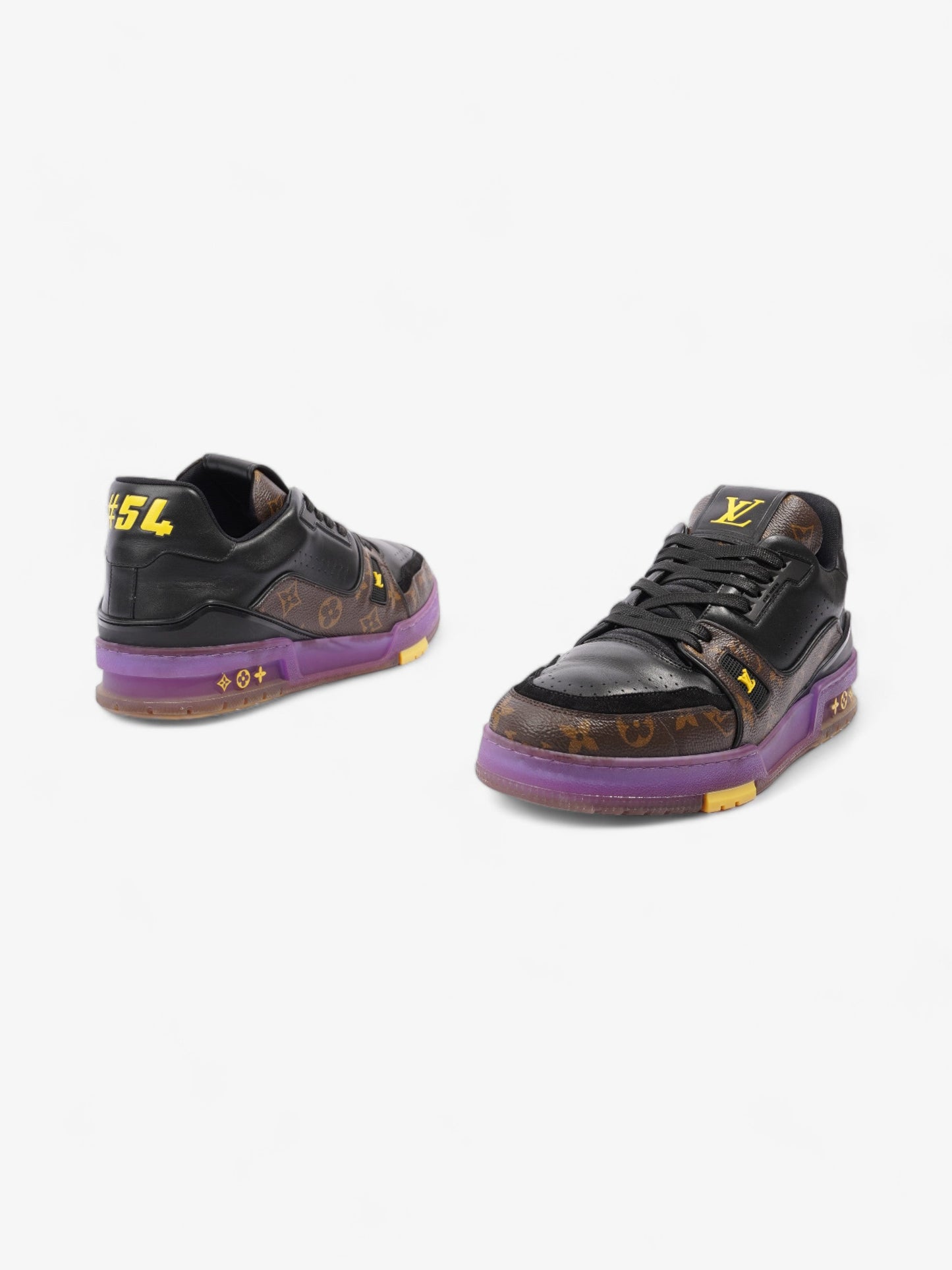 Louis Vuitton LV Low Top Sneakers Black / Monogram / Purple Leather EU 43 UK 9