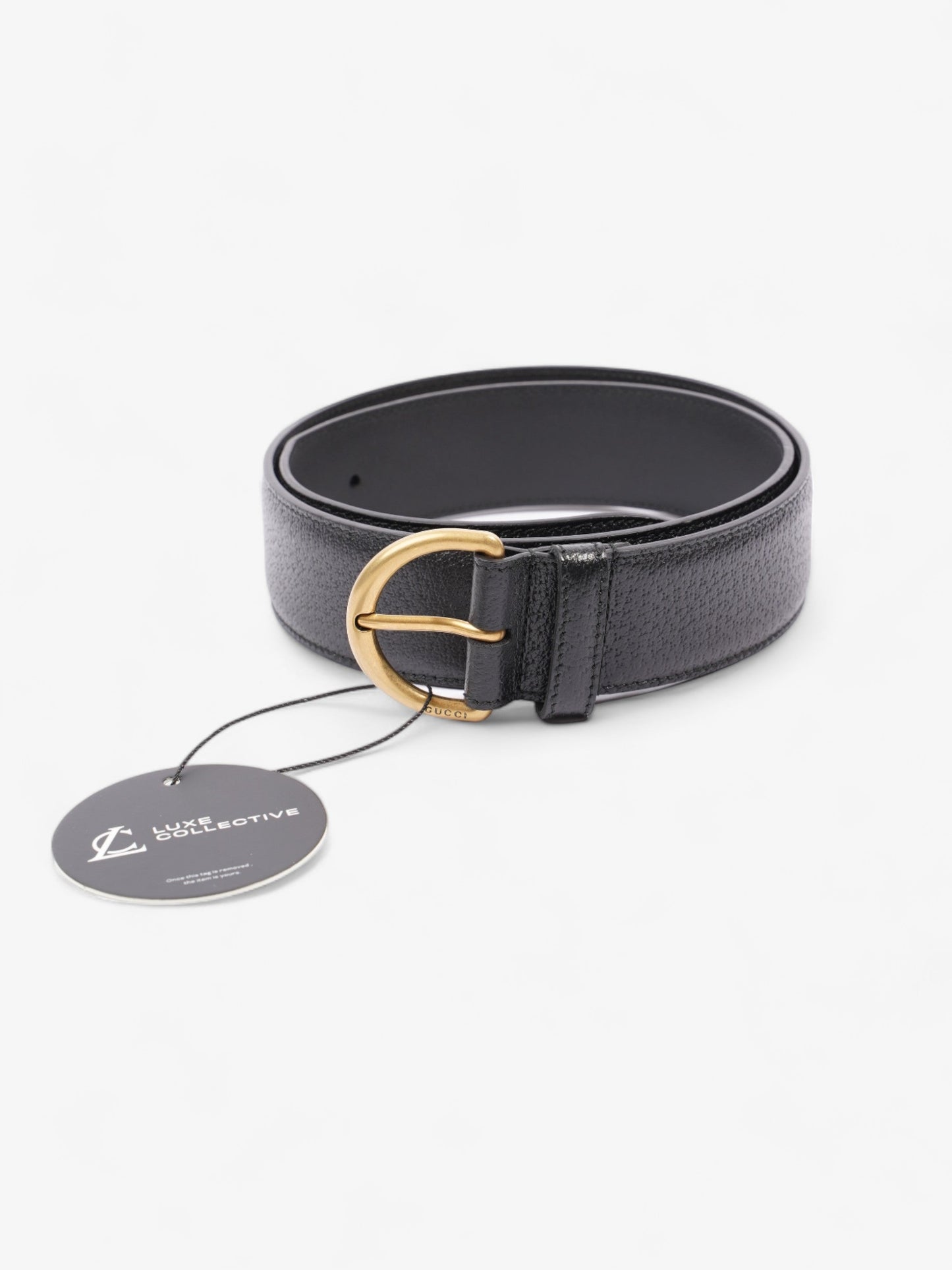 Gucci Buckle Belt Black Leather 85cm 34"