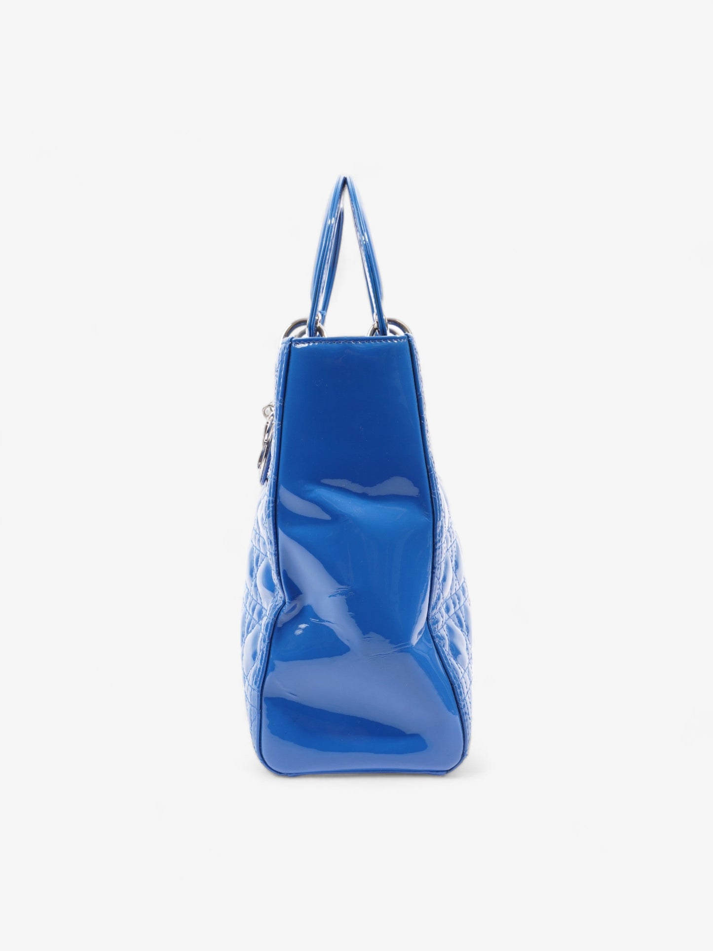 Christian Dior Lady Dior Blue Patent Leather Large