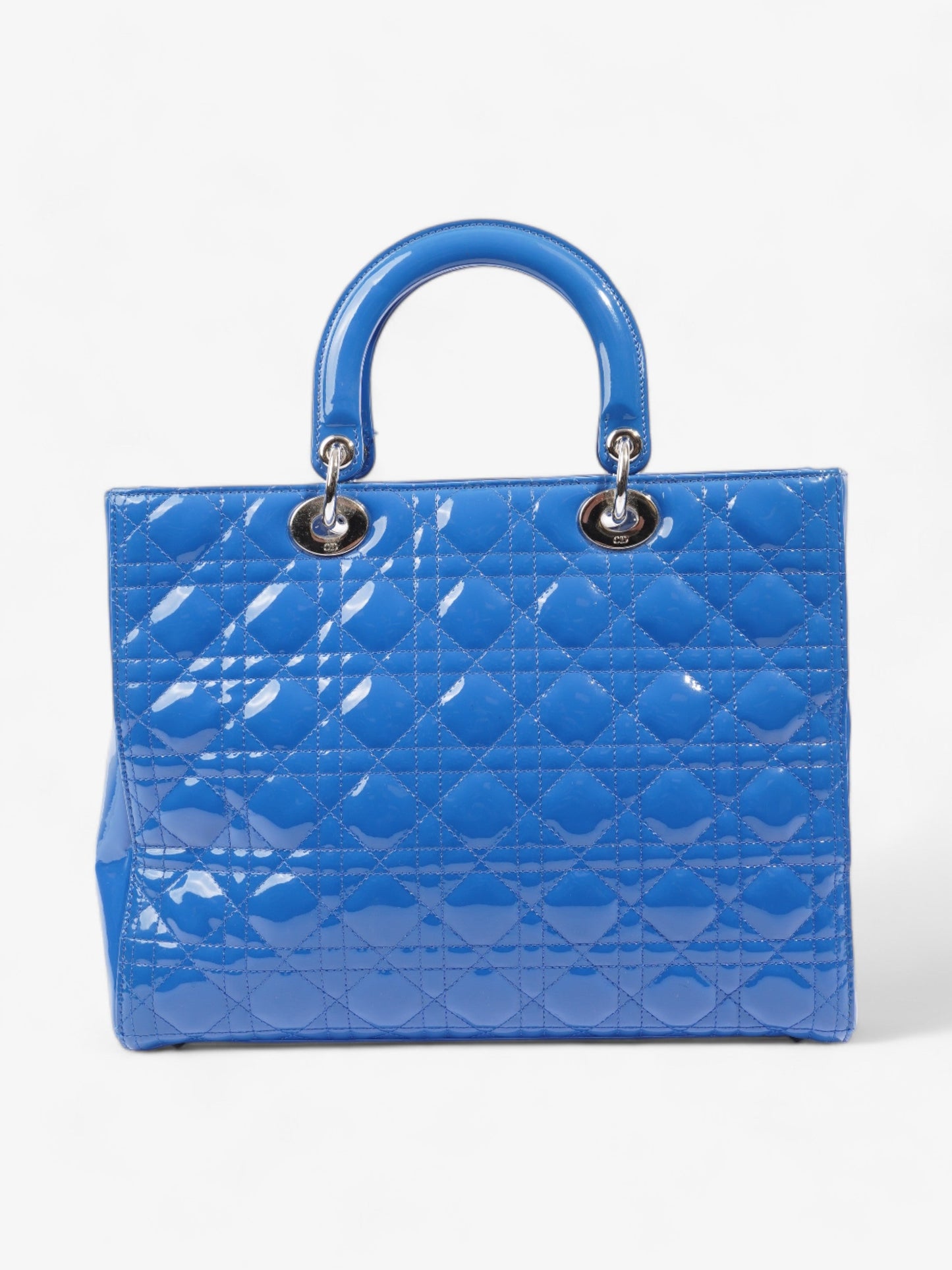 Christian Dior Lady Dior Blue Patent Leather Large