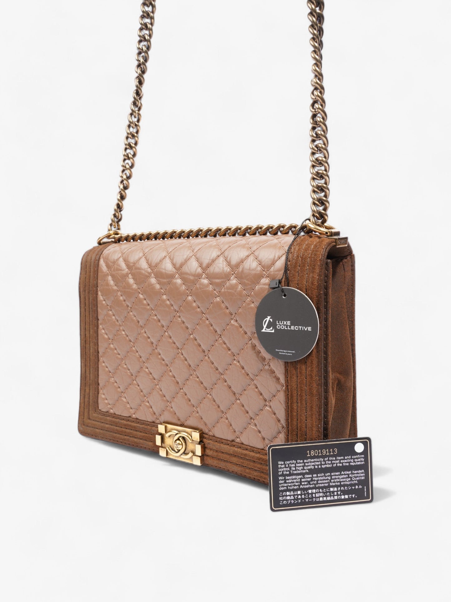 Chanel Boy Brown Suede Large
