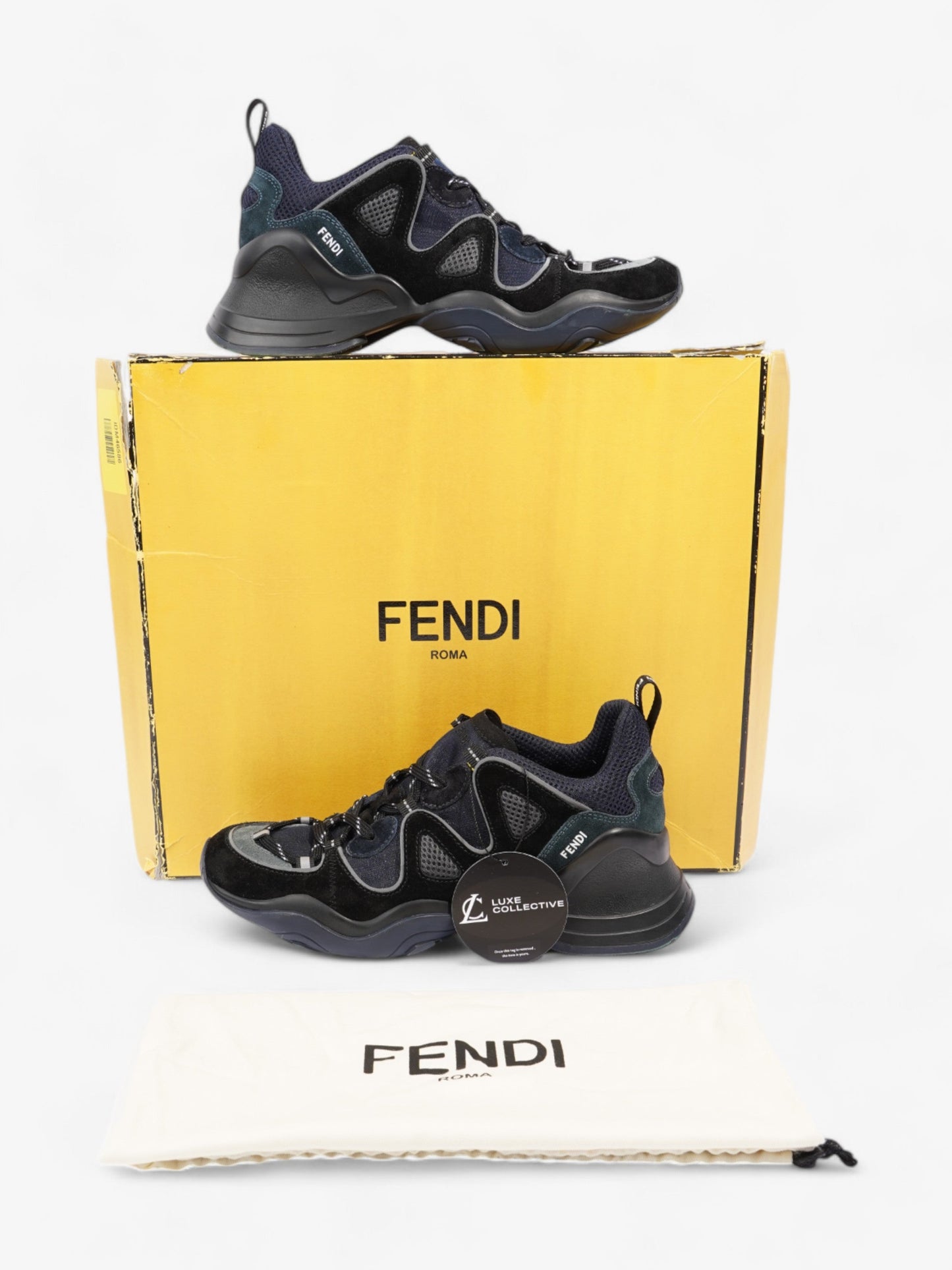 Fendi Fluid Trekking Low Top Black / Navy Suede EU 40 UK 6