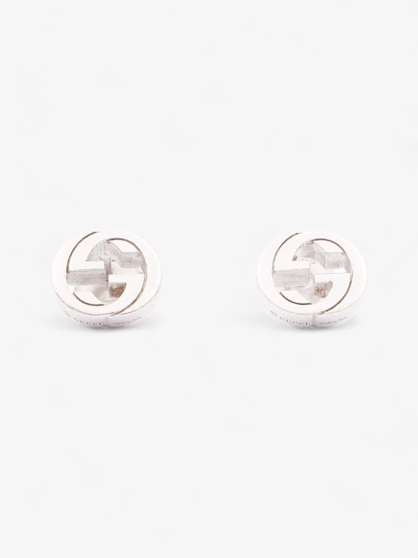 Gucci Interlocking G Stud Earrings Silver Silver Sterling