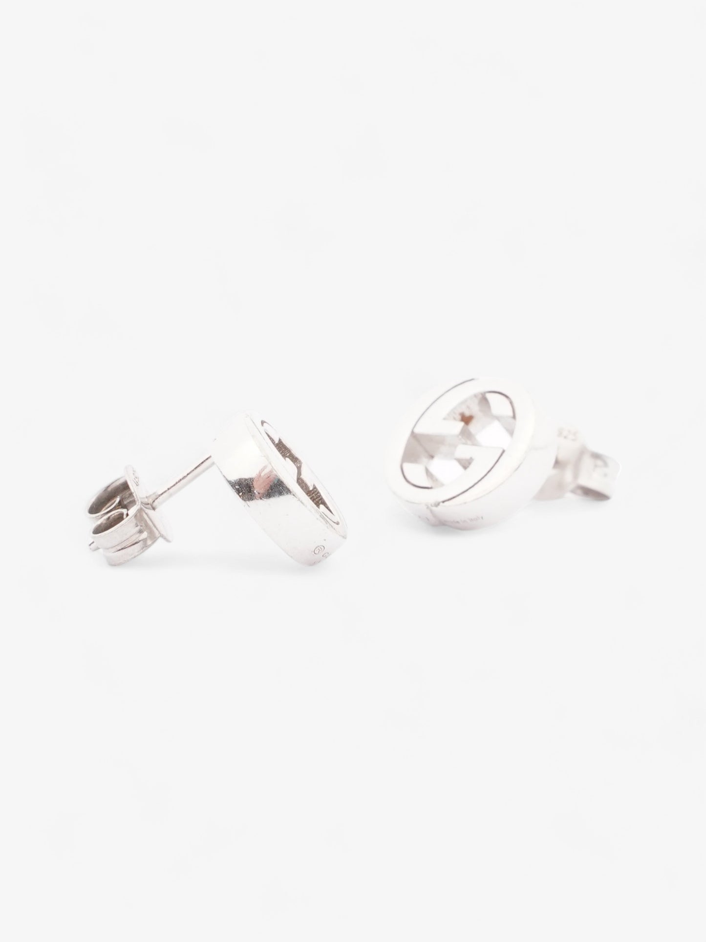 Gucci Interlocking G Stud Earrings Silver Silver Sterling