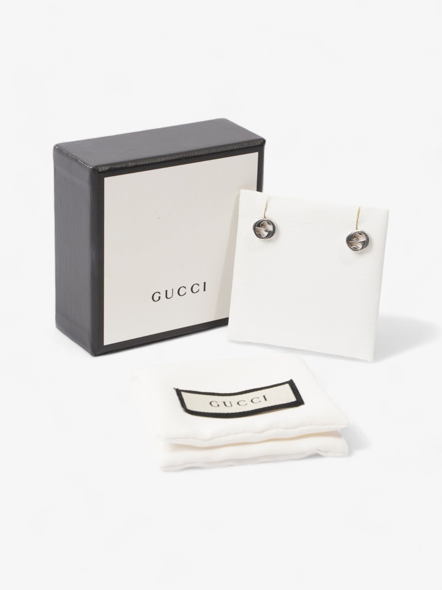 Gucci Interlocking G Stud Earrings Silver Silver Sterling