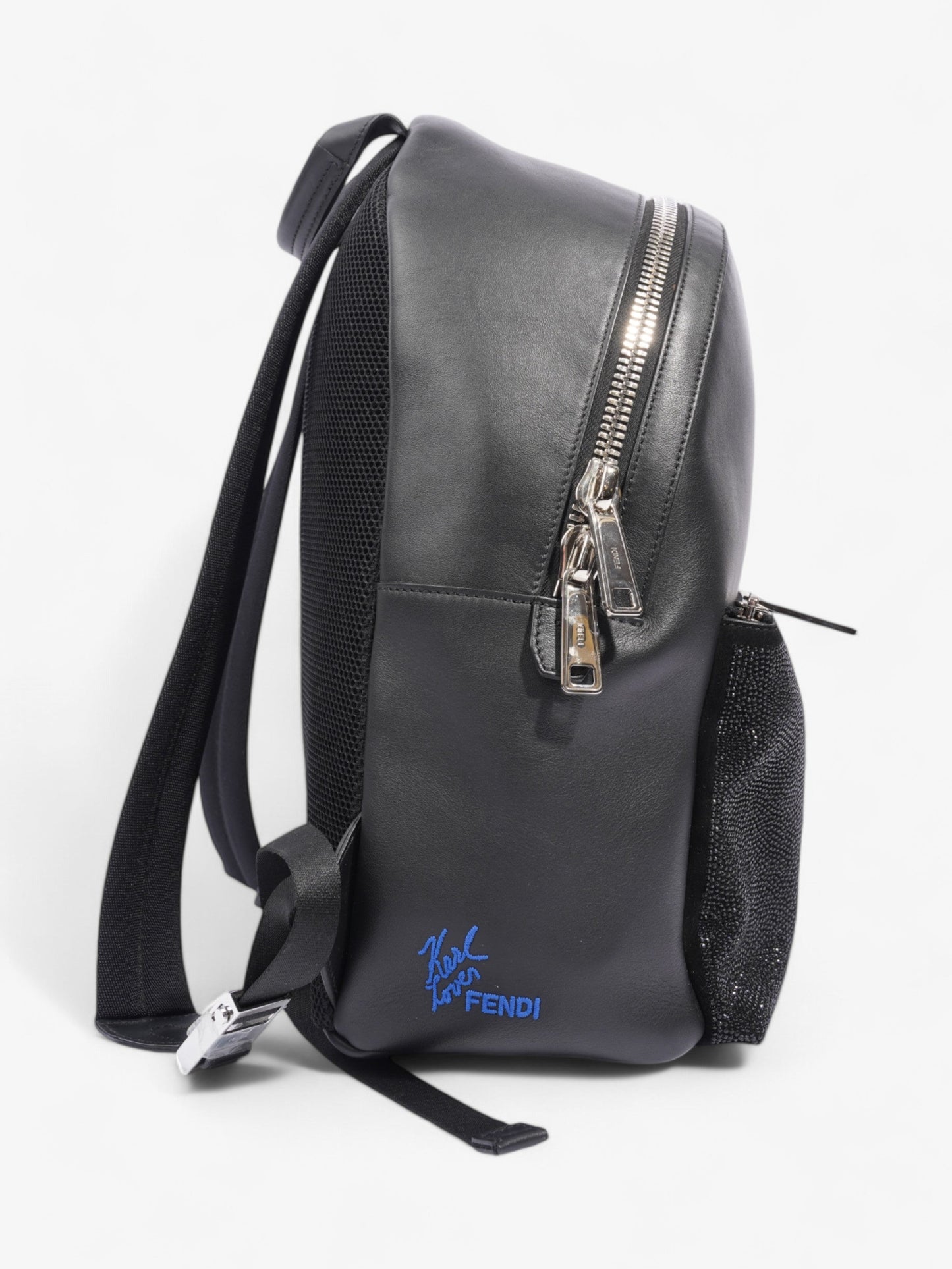 Fendi Carlito Karl Lagerfeld Backpack Black Leather