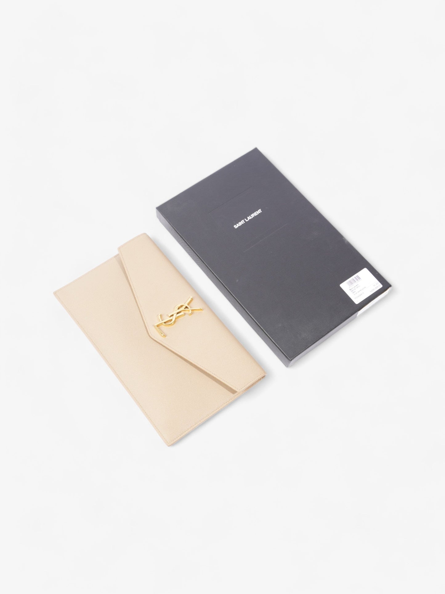 Saint Laurent Envelope Pouch Dark Latte Grained Leather Medium