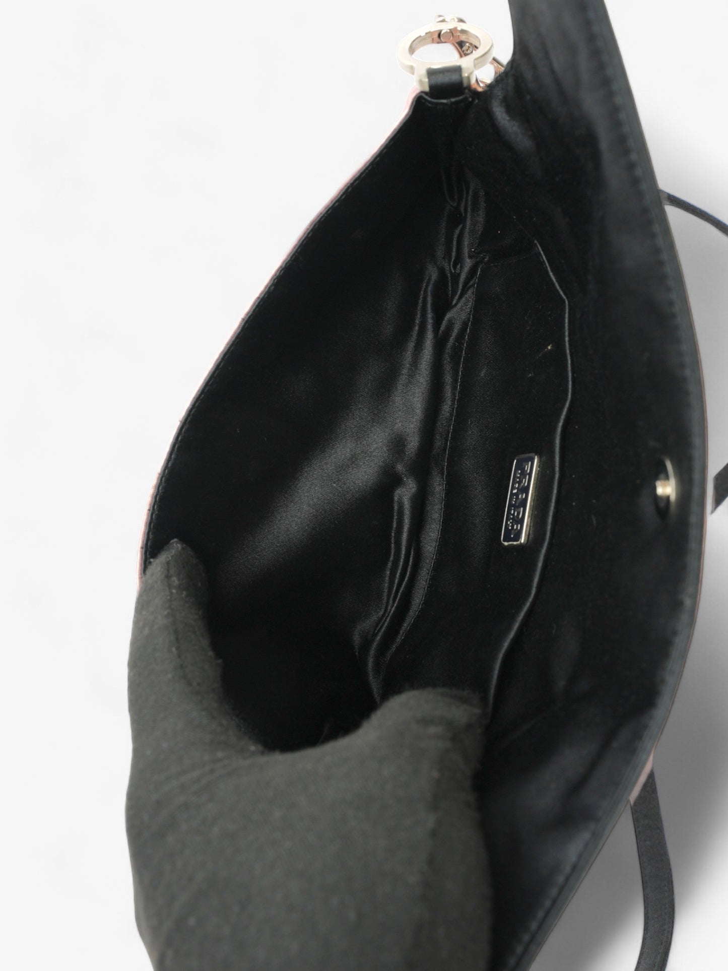Prada Flap Pouch Pink / Black Satin