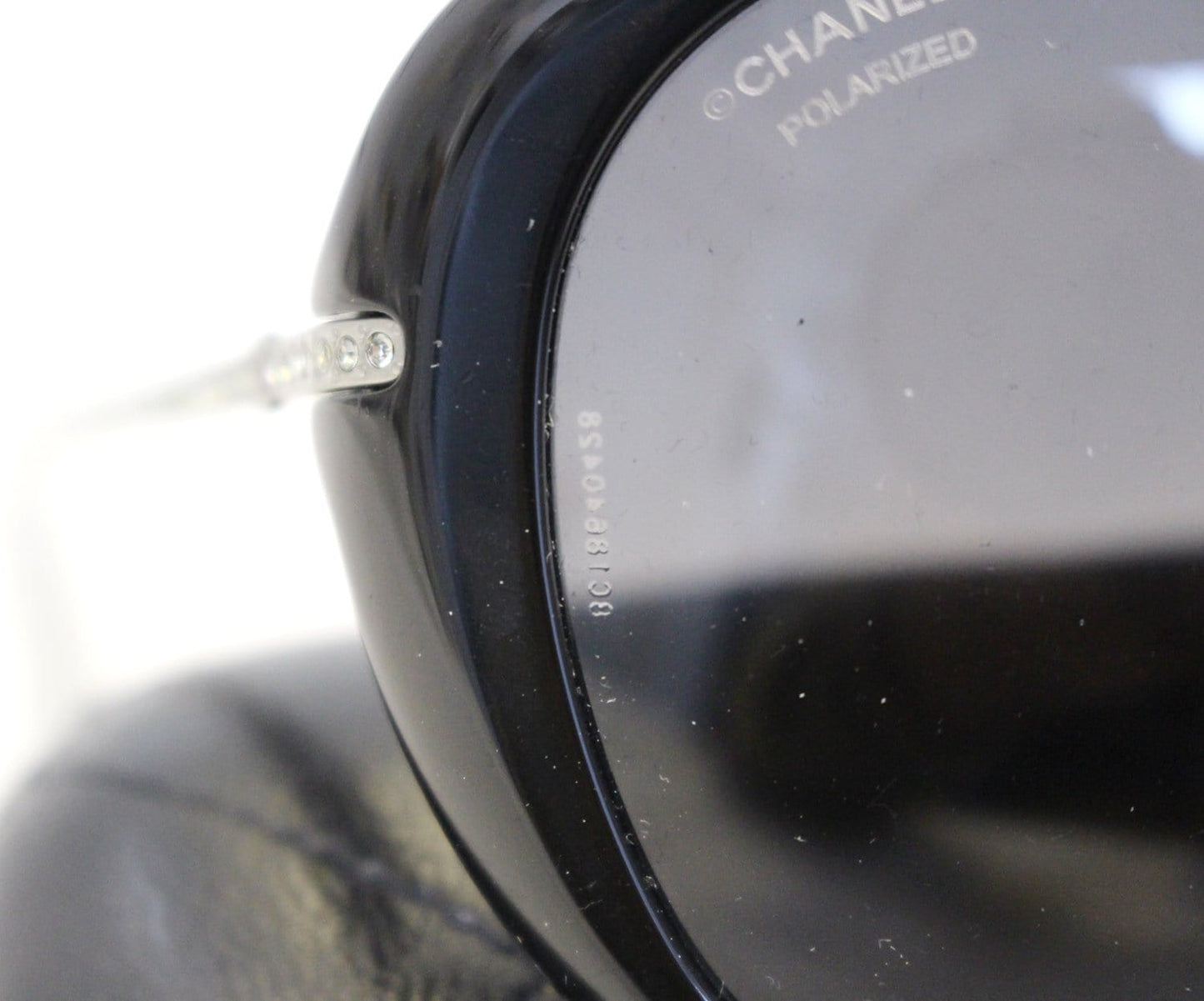 CHANEL Acetate Crystal CC Black Polarized Sunglasses 5293-B