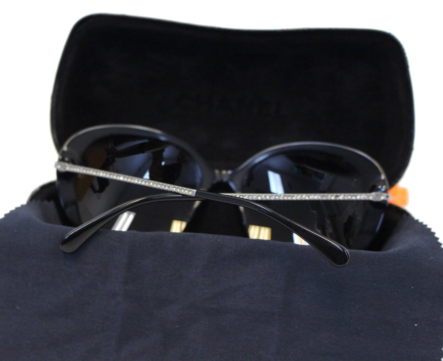 CHANEL Acetate Crystal CC Black Polarized Sunglasses 5293-B