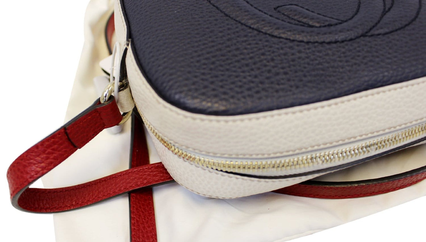 GUCCI Soho GG Navy Leather Crossbody Shoulder Bag