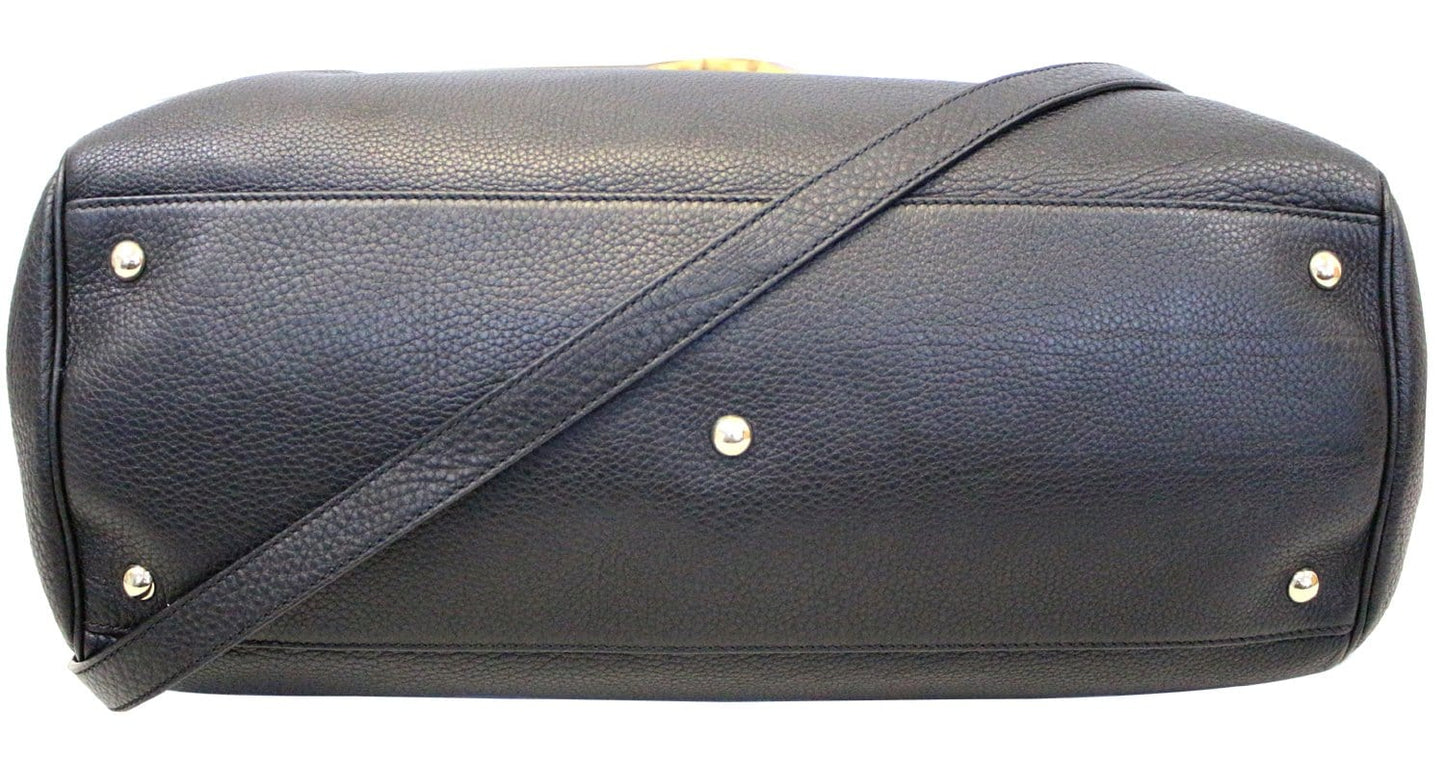 GUCCI Bamboo Shopper Black Leather Tote Bag