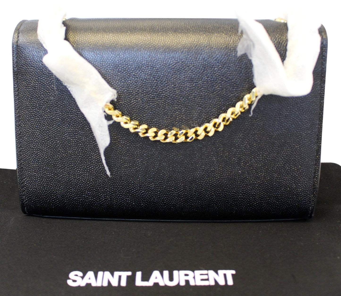 YVES SAINT LAURENT Kate Black Leather Chain Clutch Crossbody Bag