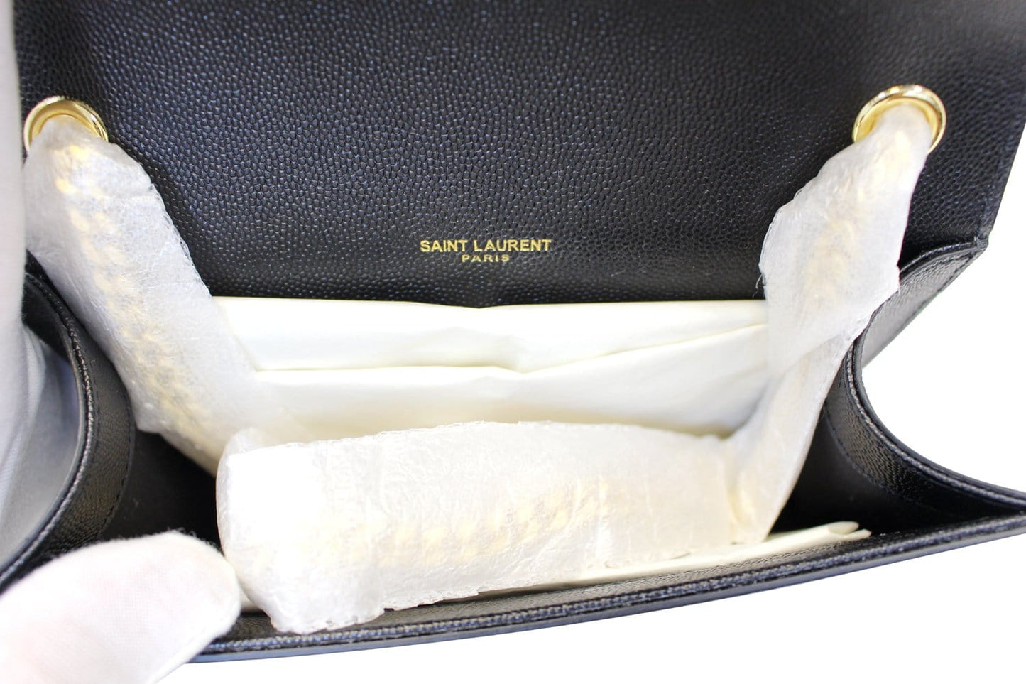 YVES SAINT LAURENT Kate Black Leather Chain Clutch Crossbody Bag