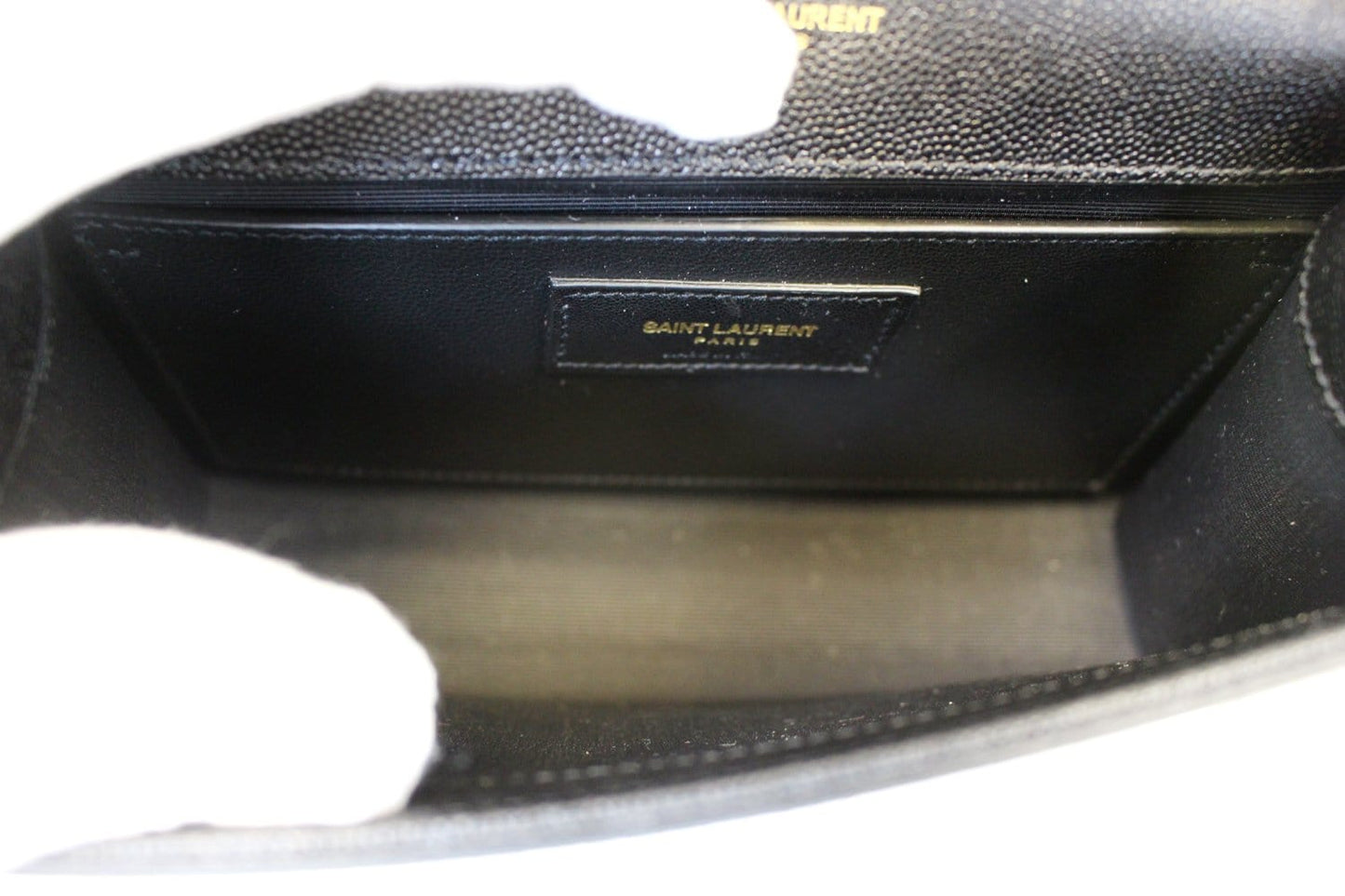YVES SAINT LAURENT Kate Black Leather Chain Clutch Crossbody Bag