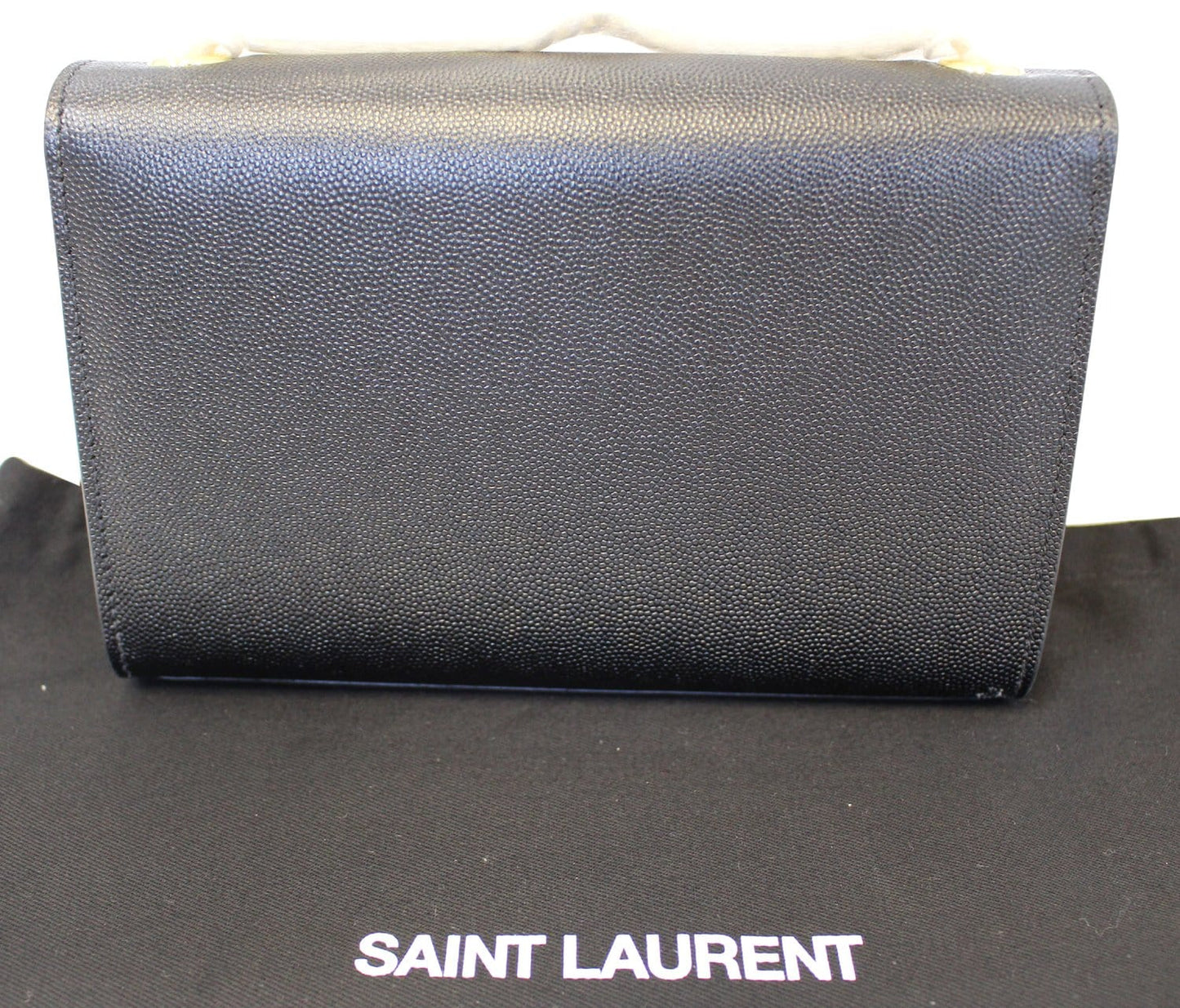 YVES SAINT LAURENT Kate Black Leather Chain Clutch Crossbody Bag