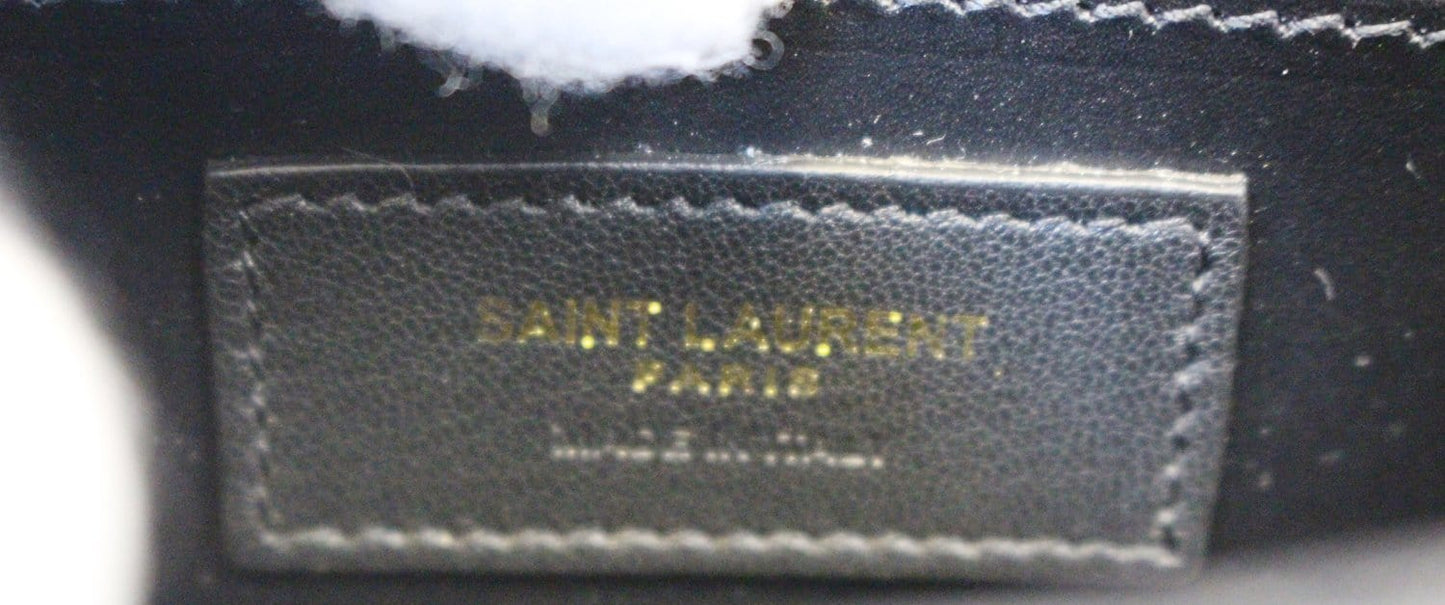 YVES SAINT LAURENT Crocodile Black Leather Chain Clutch Crossbody Bag