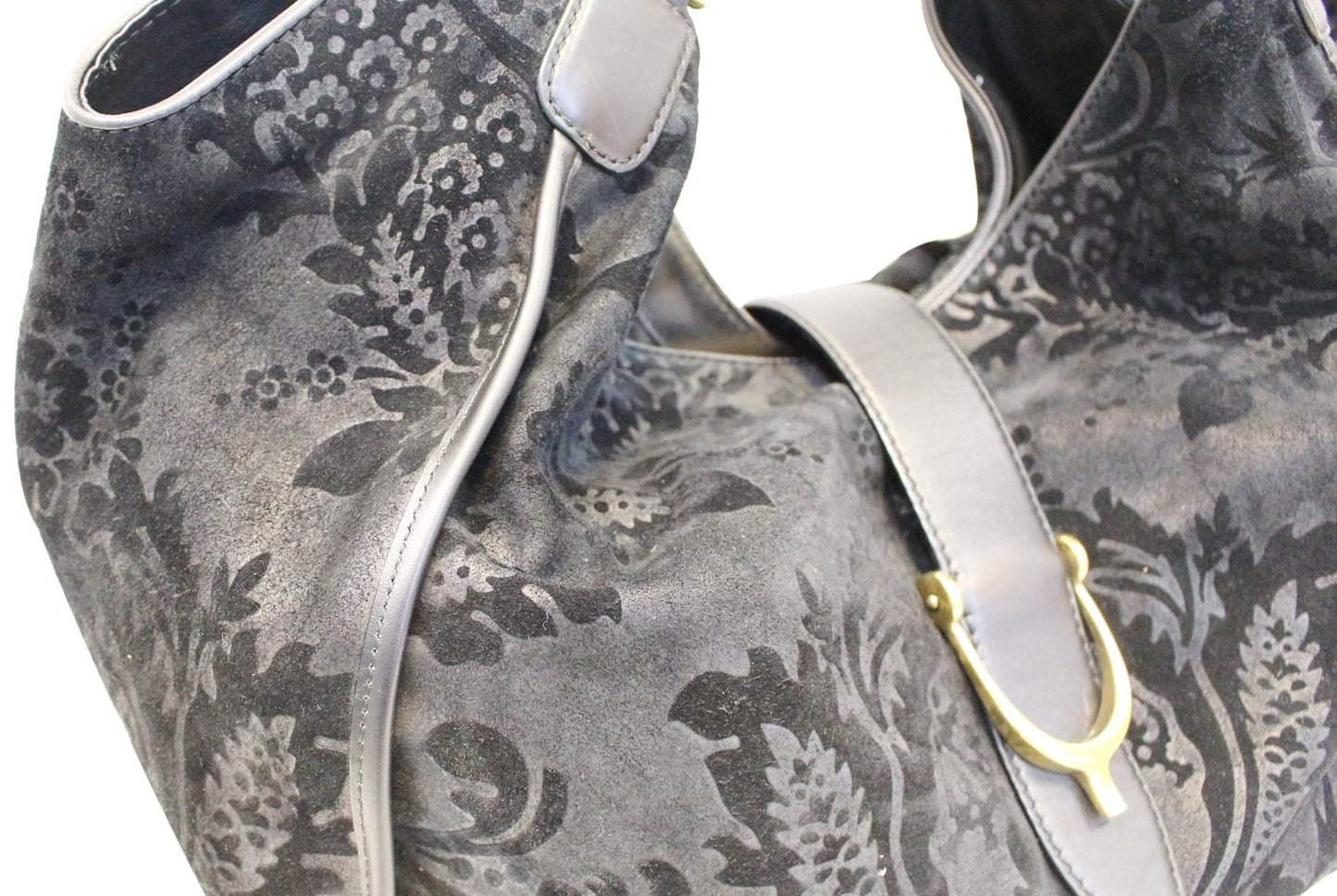 GUCCI Soft Stirrup Nubuck Black Suede Shoulder Bag - Sale