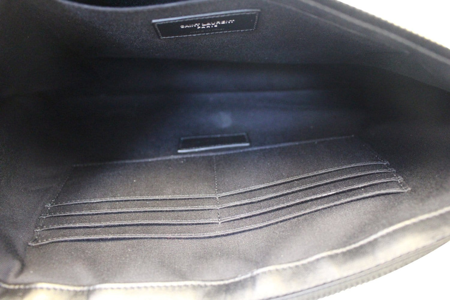 YVES SAINT LAURENT Monogram Black Leather Document Holder Clutch