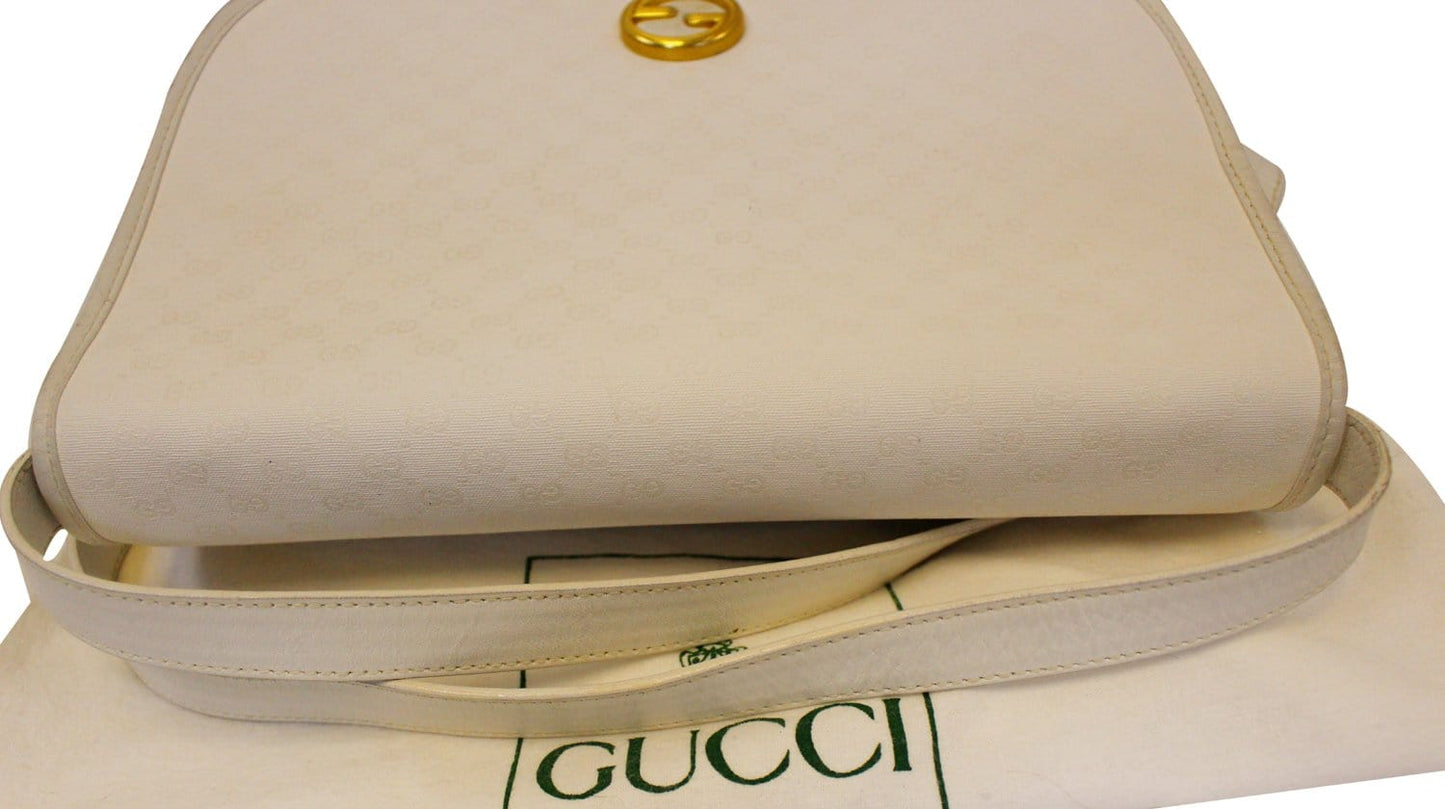 GUCCI Supreme White Flap Crossbody Bag Vintage
