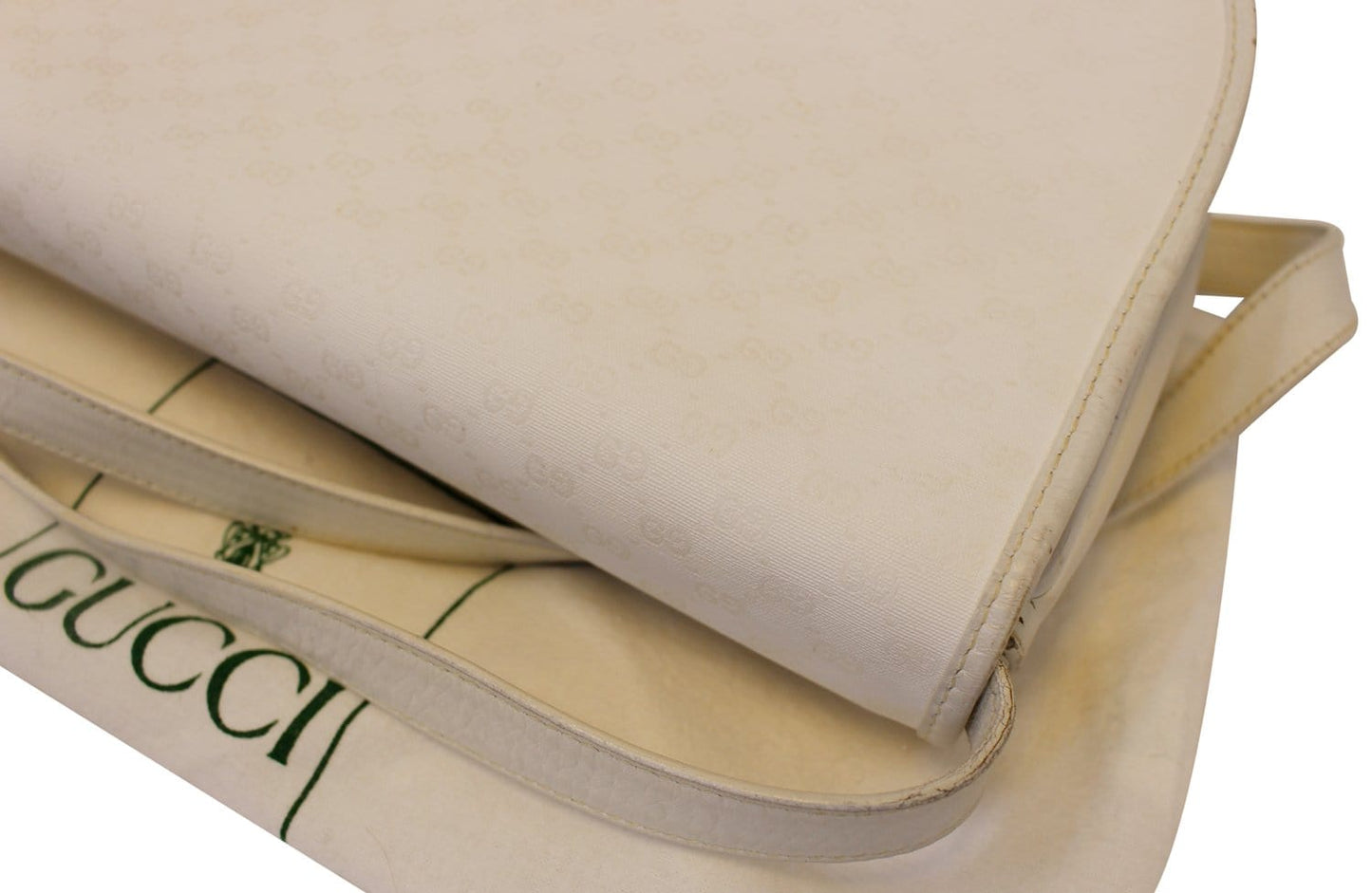 GUCCI Supreme White Flap Crossbody Bag Vintage