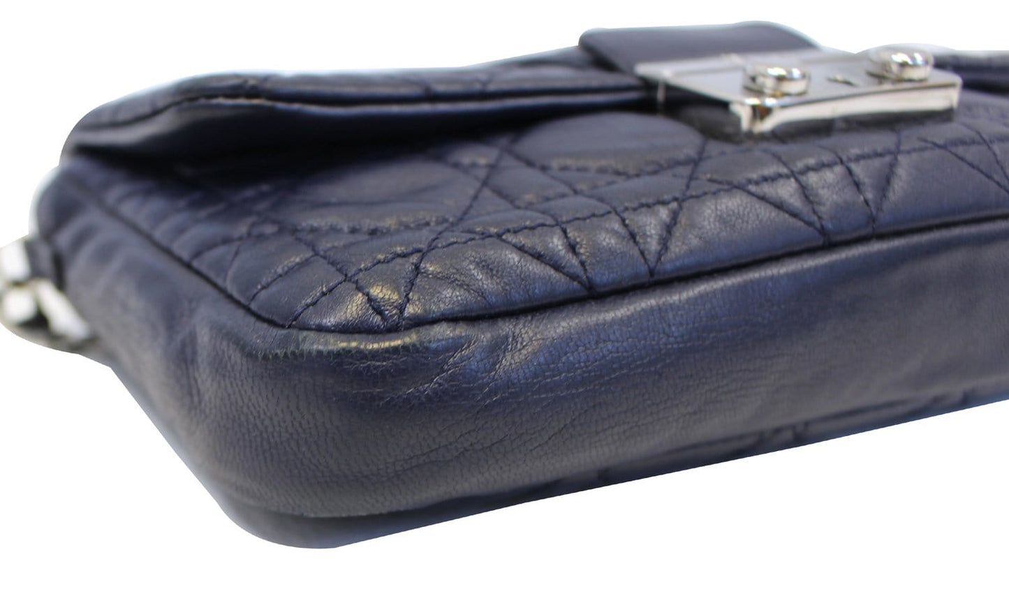 CHRISTIAN DIOR Miss Dior Cannage Quilted Leather Crossbody Bag Black