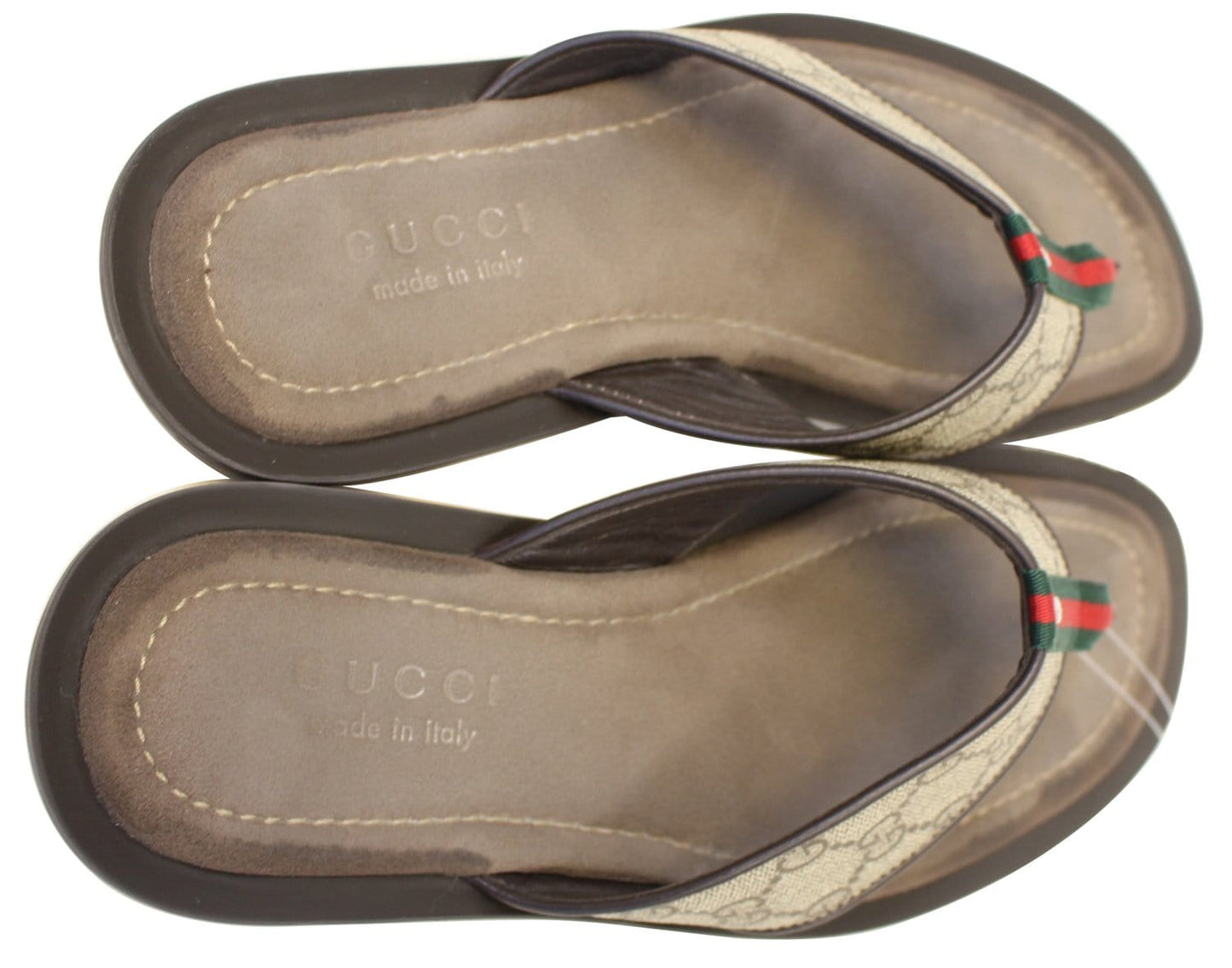 Gucci Men's GG Supreme Canvas Flip Flops Sandals Size 8 1/2G