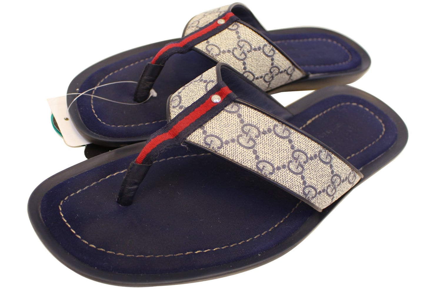 Gucci Men's GG Supreme Blue Flip Flops Sandals Size 9 G