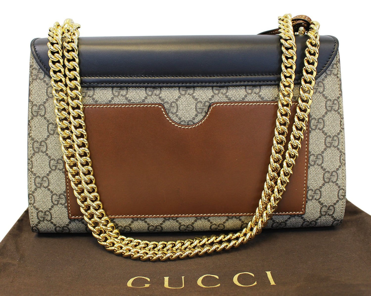 GUCCI GG Supreme Beige/Black Padlock Medium Shoulder Bag