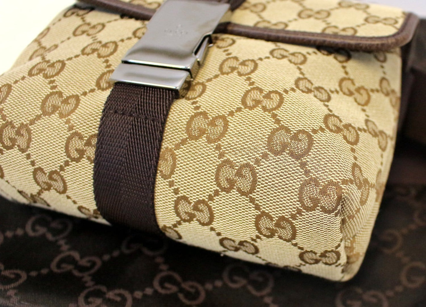 GUCCI GG Canvas Brown Waist Bum Bag