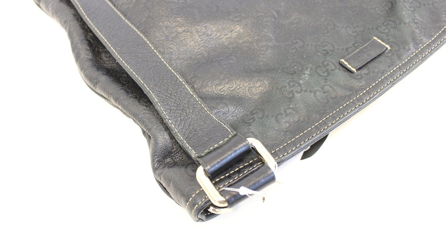 GUCCI Black Guccisima Leather Shima Crossbody Shoulder Bag 201446