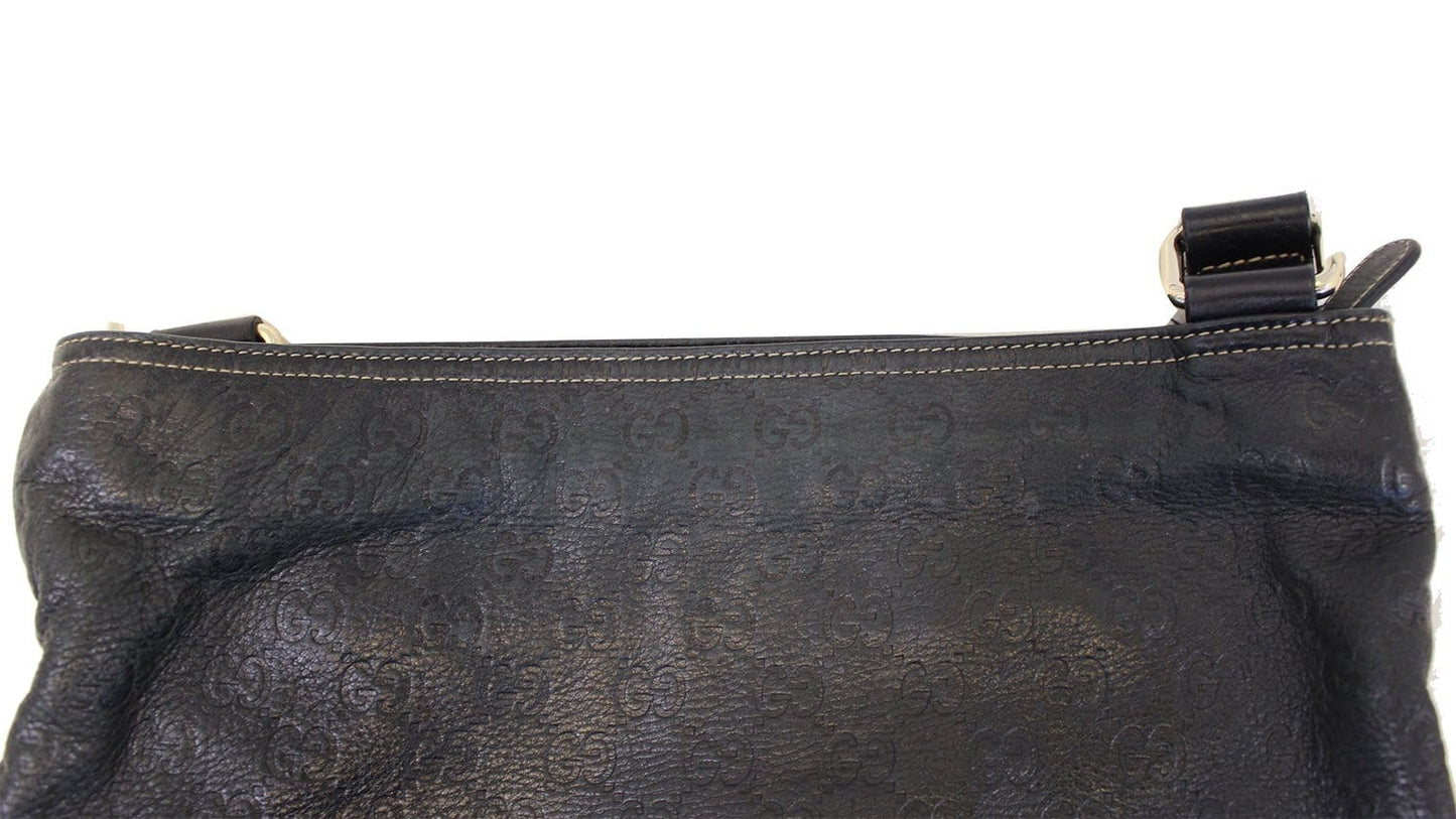 GUCCI Black Guccisima Leather Shima Crossbody Shoulder Bag 201446