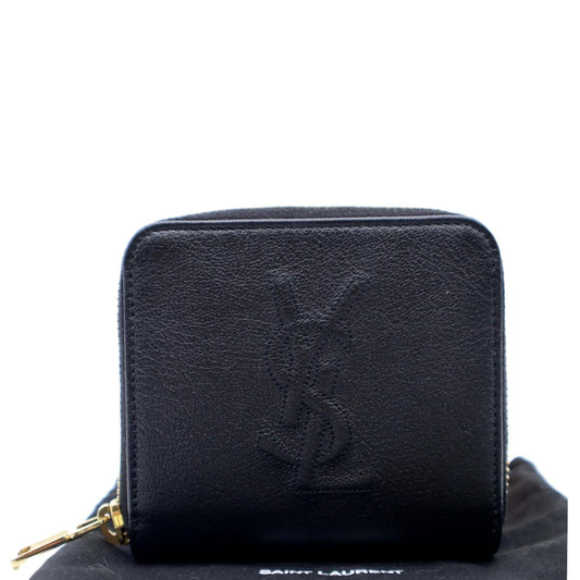 YVES SAINT LAURENT Grained Leather Zip Wallet Black