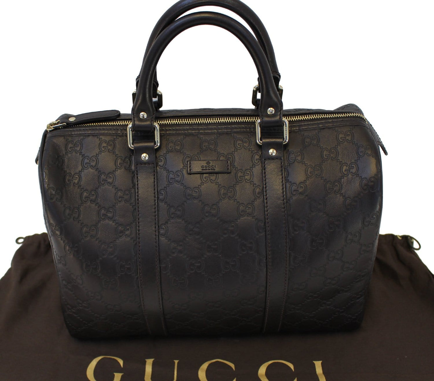 GUCCI 265697 GG Guccissima Leather Chocolate Boston Bag