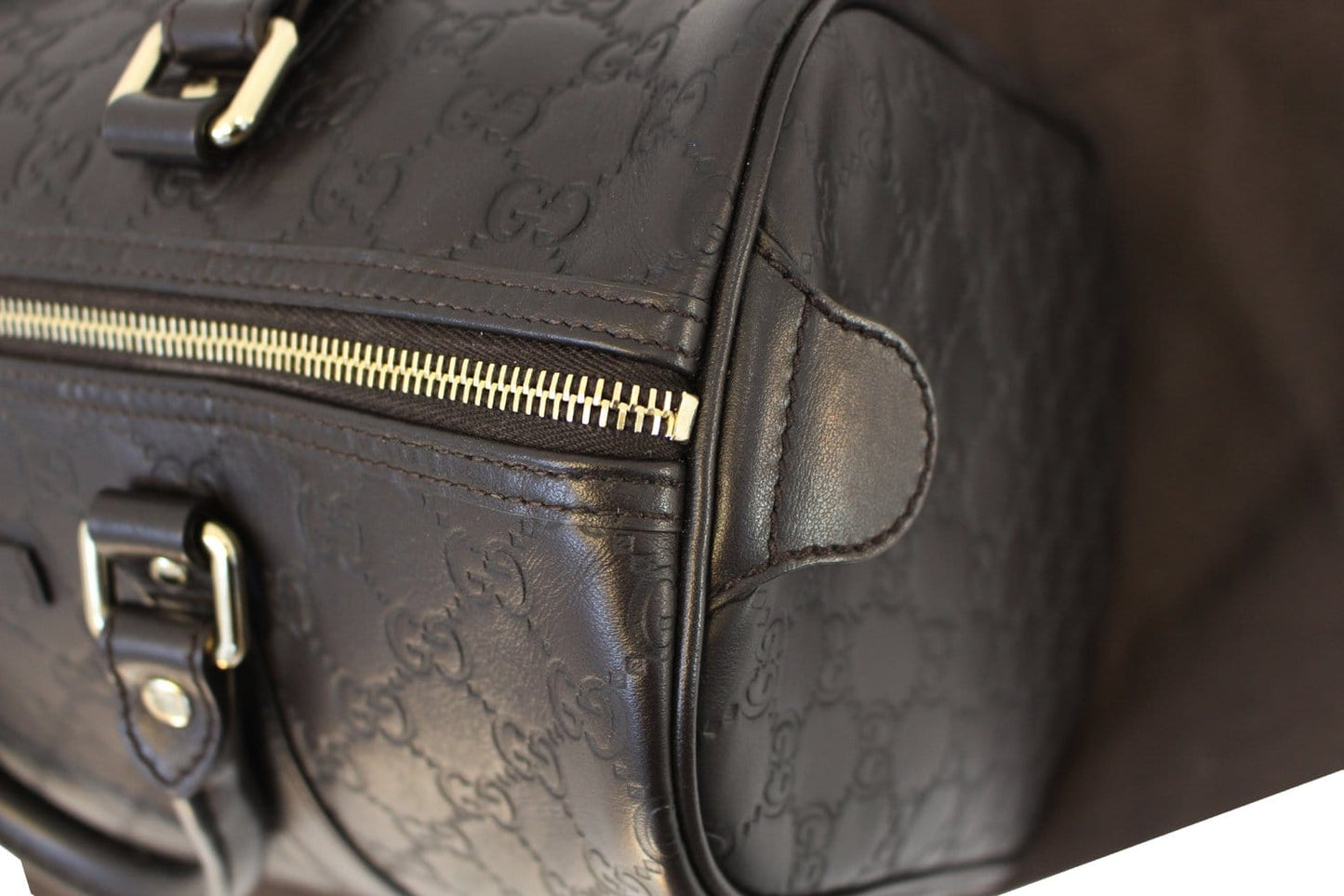 GUCCI 265697 GG Guccissima Leather Chocolate Boston Bag