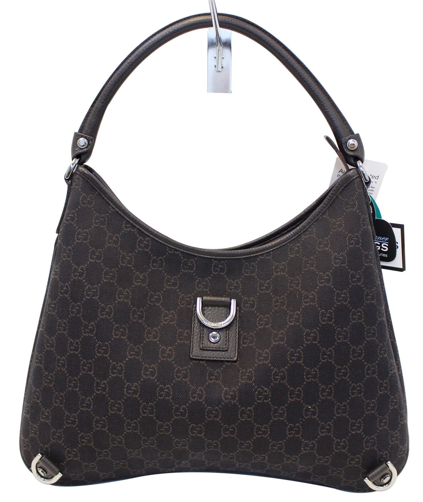 GUCCI Black Monogram Abbey D Ring Hobo Bag 268636
