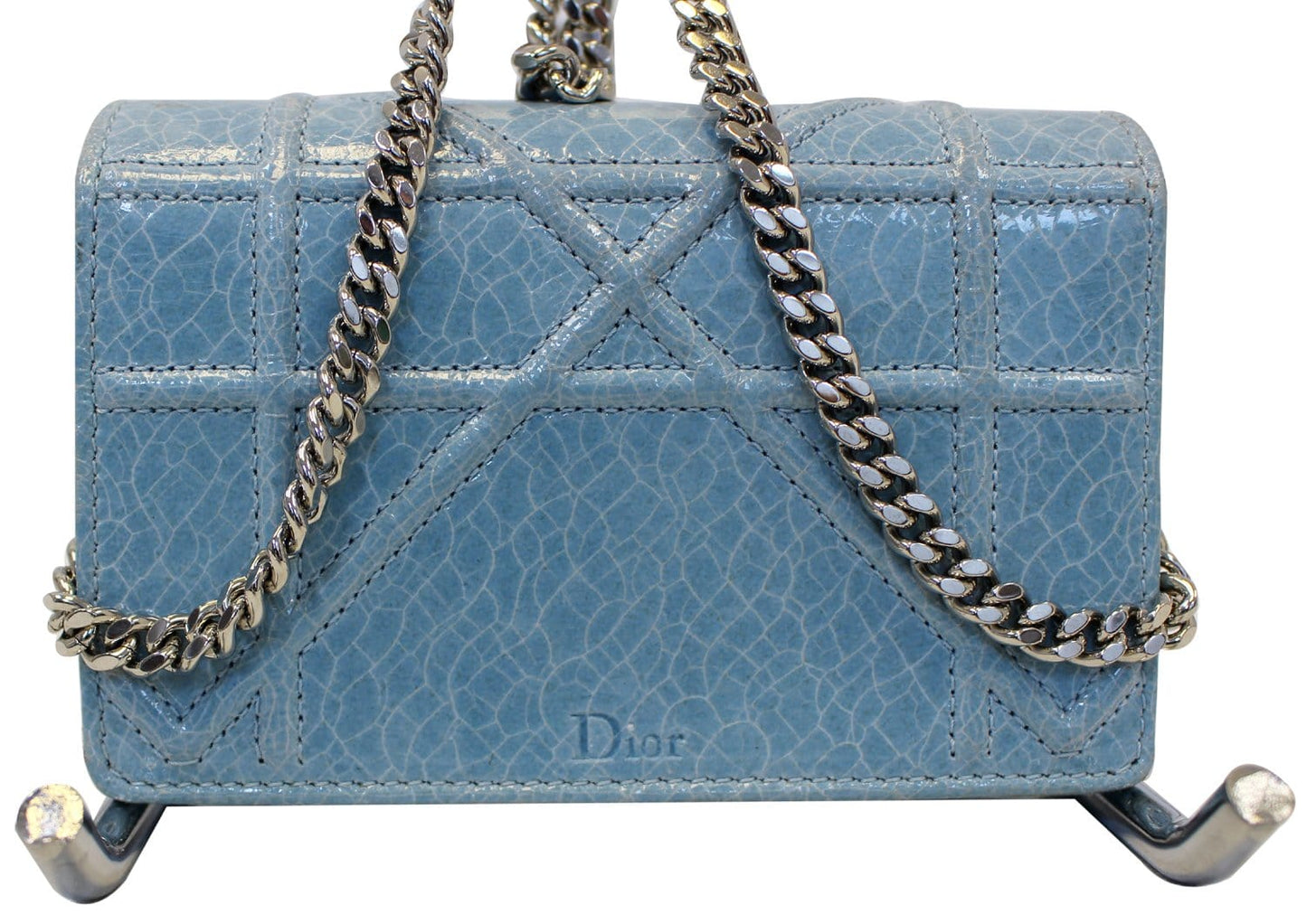 CHRISTIAN DIOR Aqua Blue Leather Mini Diorama Crossbody Bag