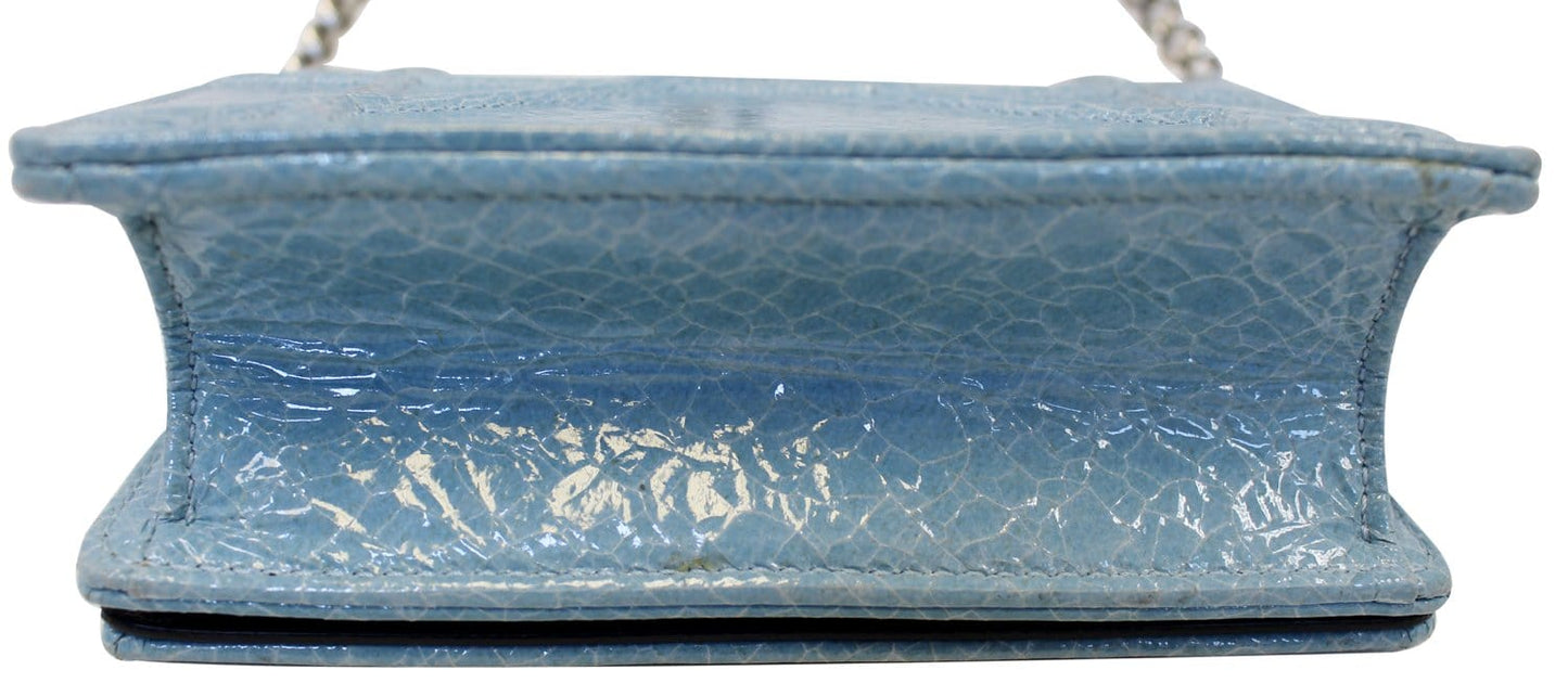 CHRISTIAN DIOR Aqua Blue Leather Mini Diorama Crossbody Bag