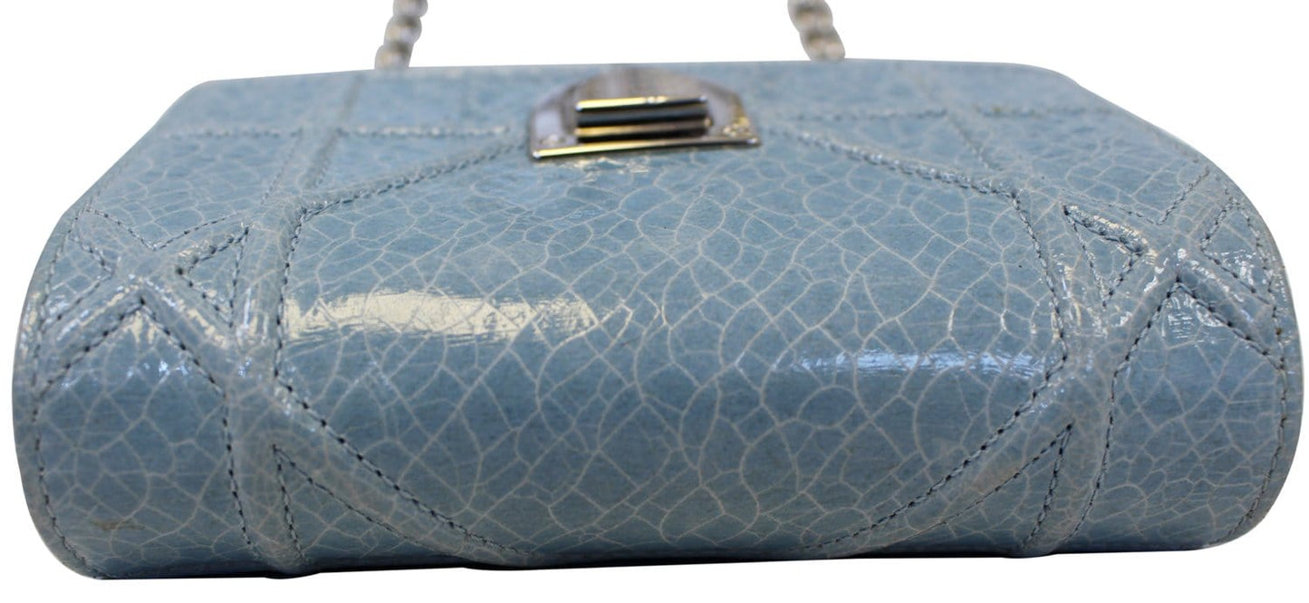 CHRISTIAN DIOR Aqua Blue Leather Mini Diorama Crossbody Bag