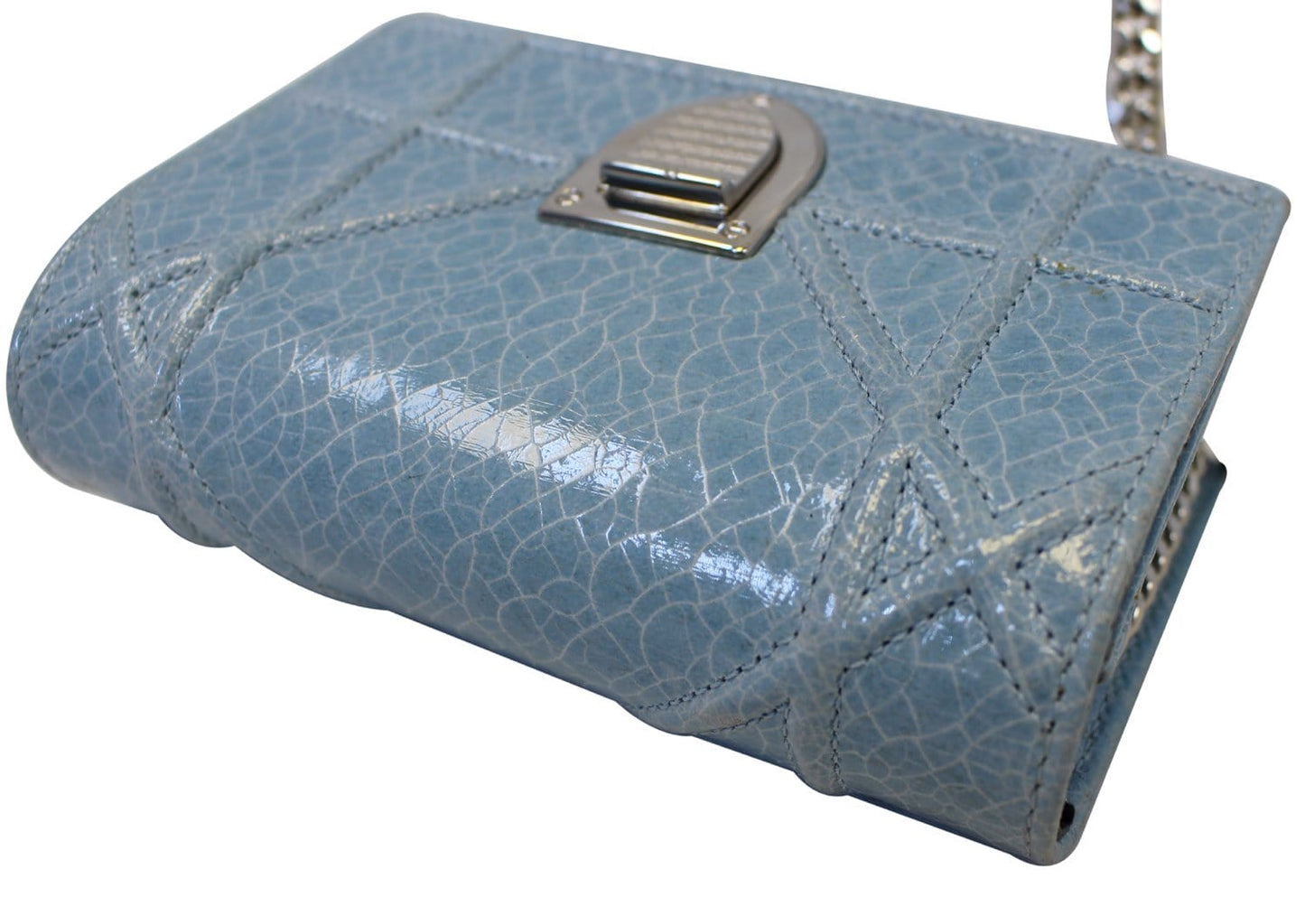 CHRISTIAN DIOR Aqua Blue Leather Mini Diorama Crossbody Bag