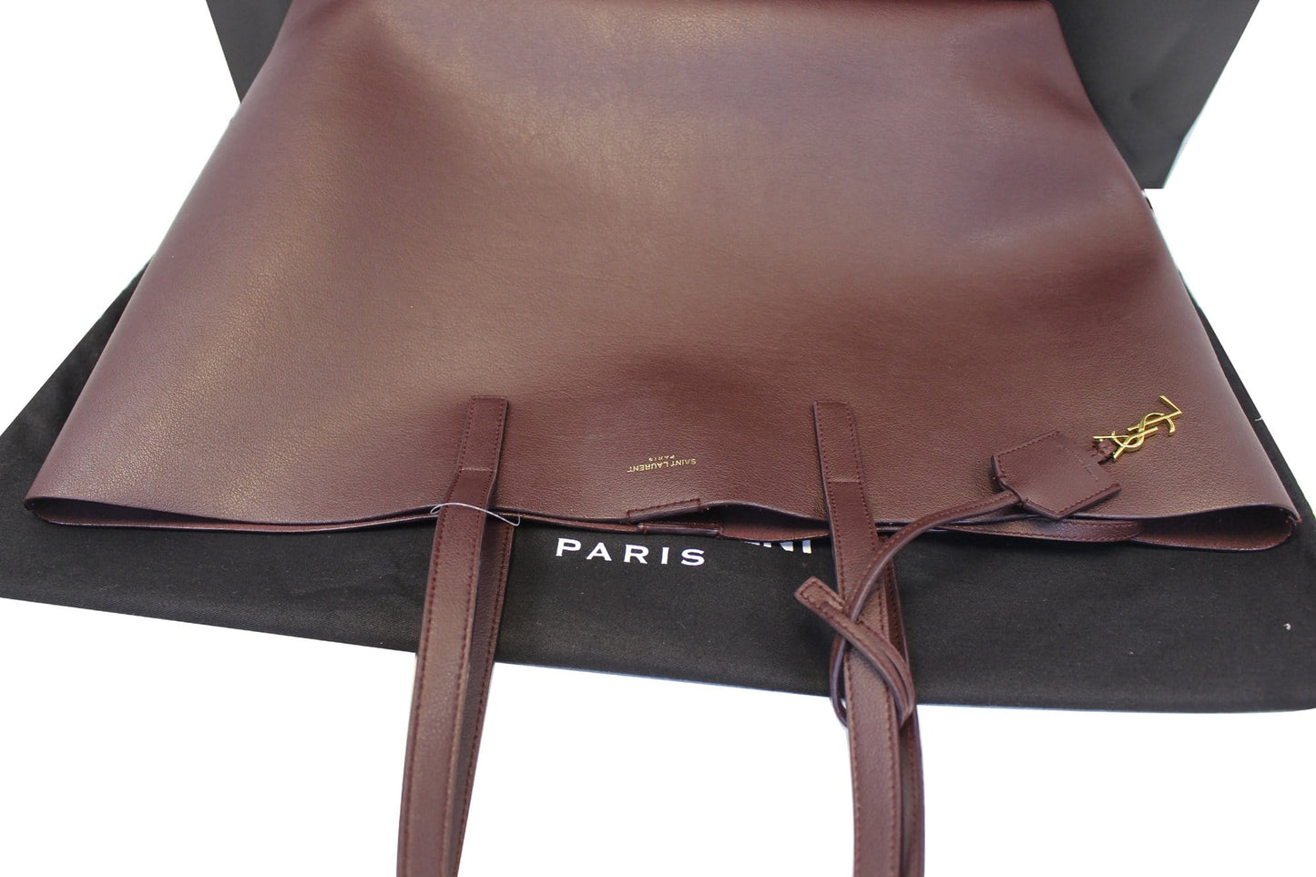 YVES Saint Laurent Black Leather East West Shopping Tote Bag