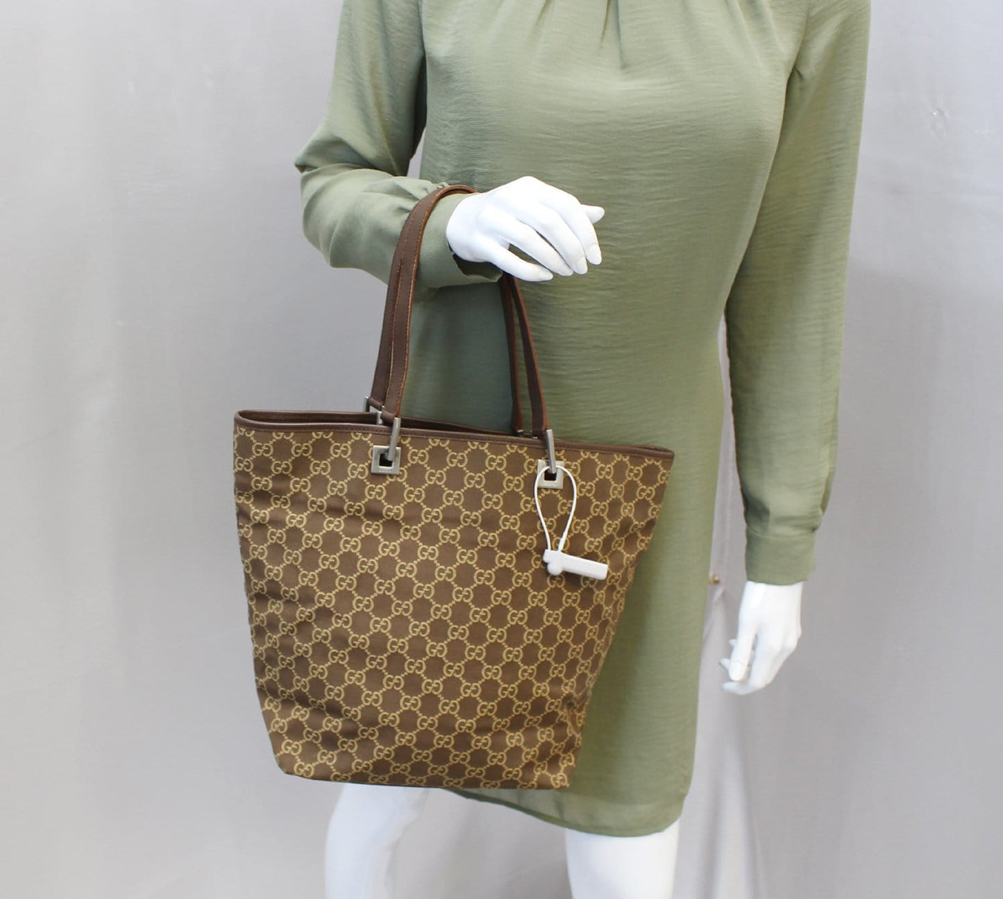 GUCCI Beige/Brown Monogram Canvas Tote Bag