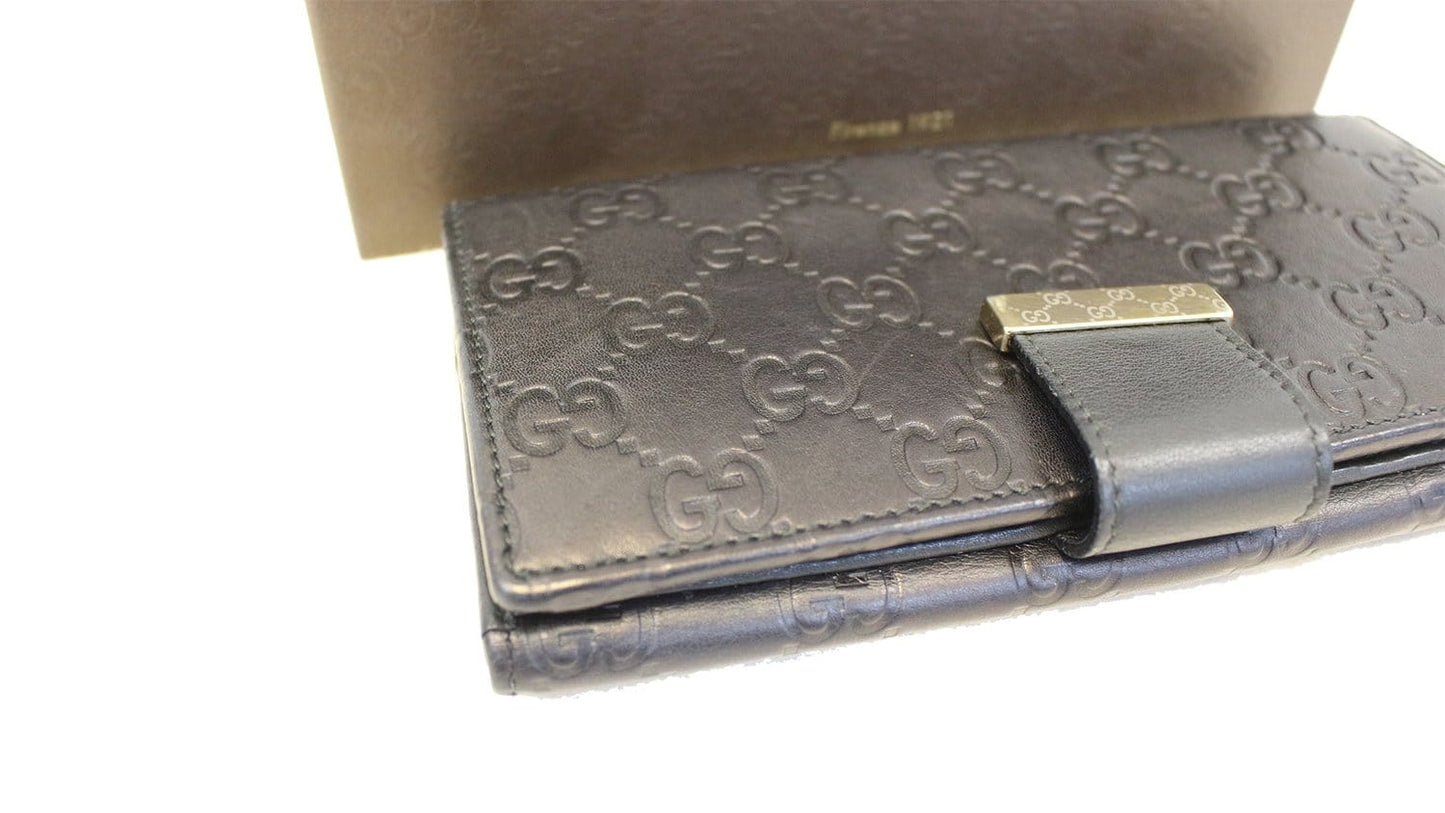 GUCCI Black Guccissima Leather Long Wallet