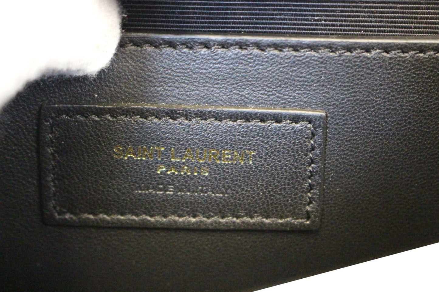 YVES SAINT LAURENT Crocodile Black Leather Gold Chain Clutch Crossbody Bag