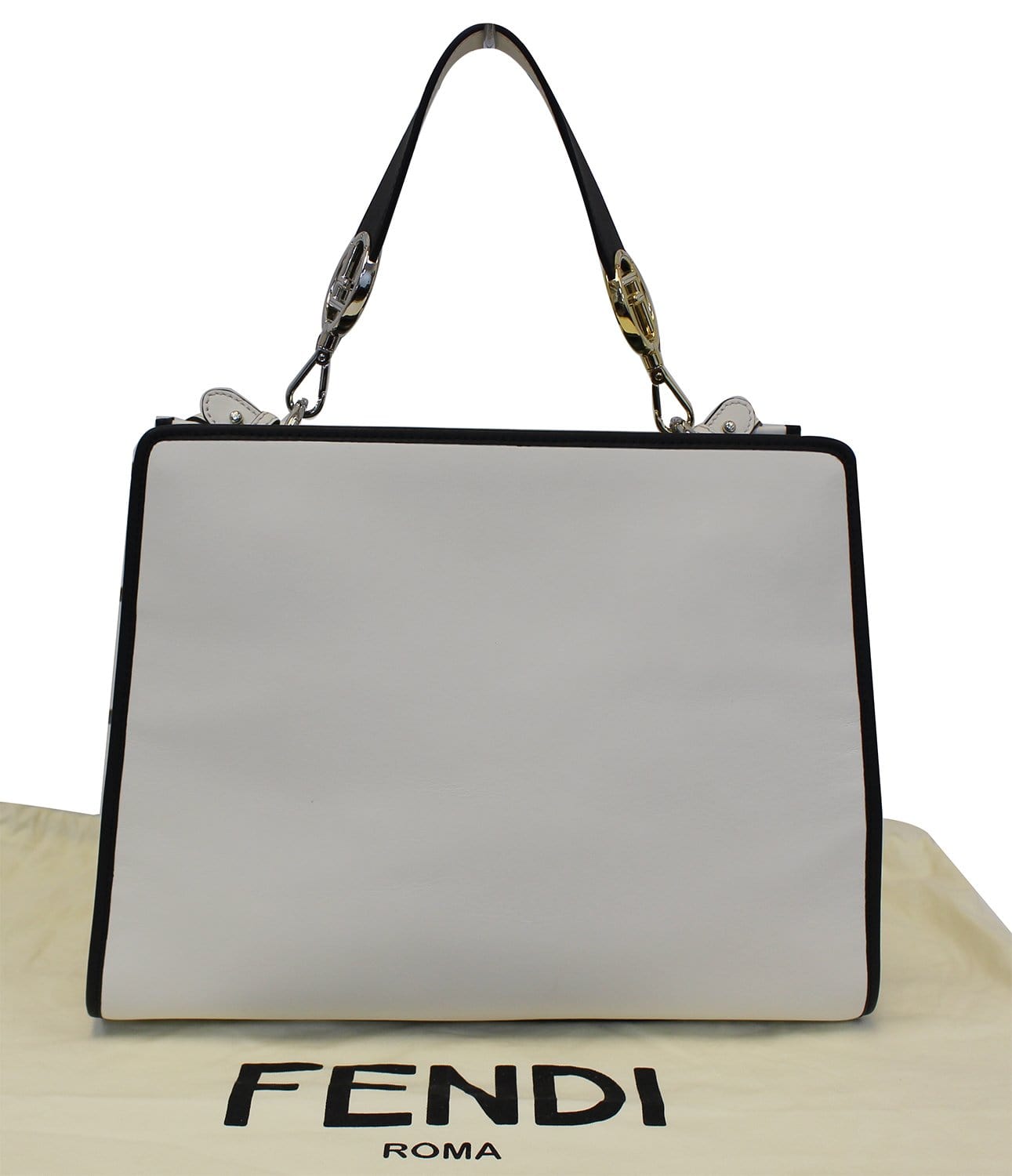 FENDI White Leather Runway Tote Bag