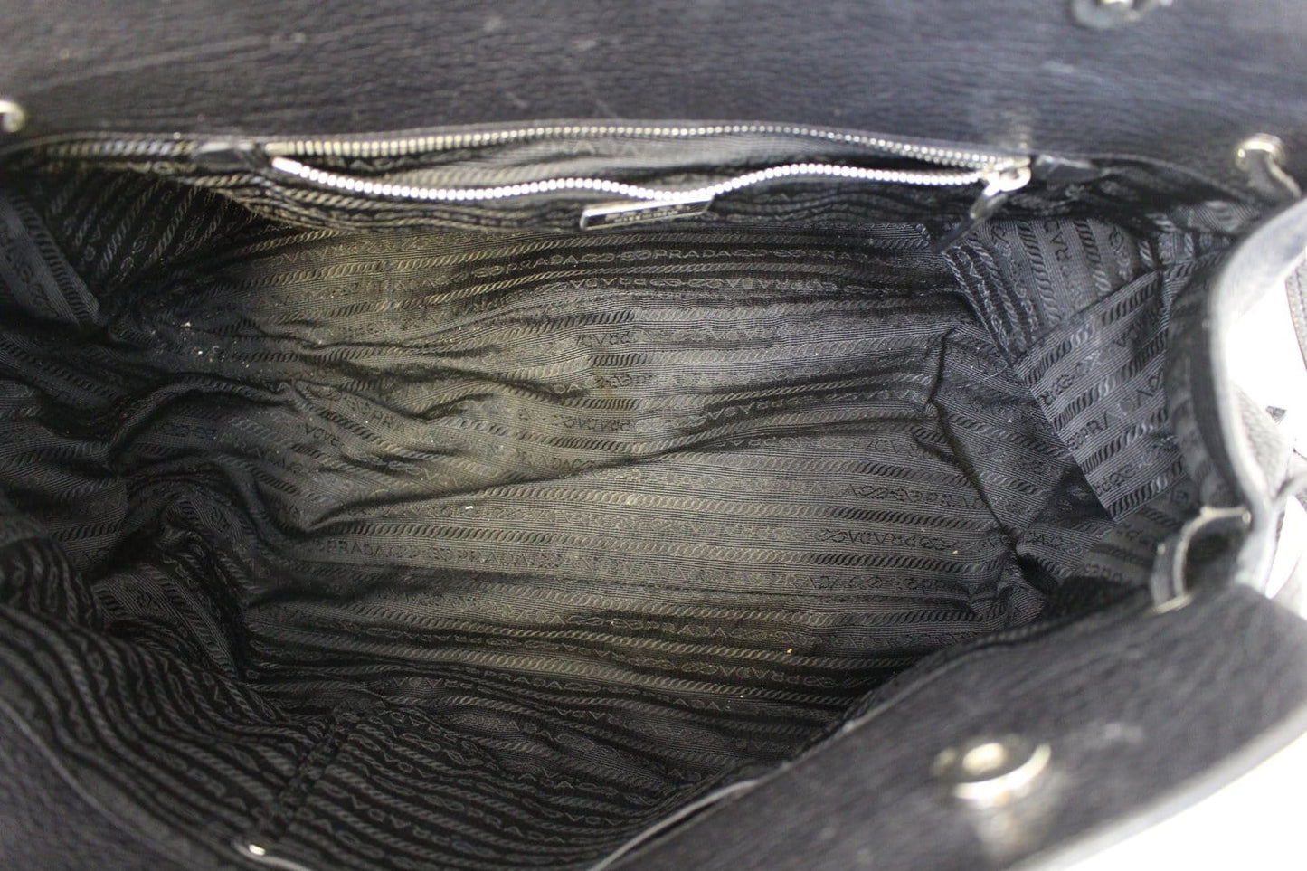 PRADA Vitello Daino Satchel Bag Black