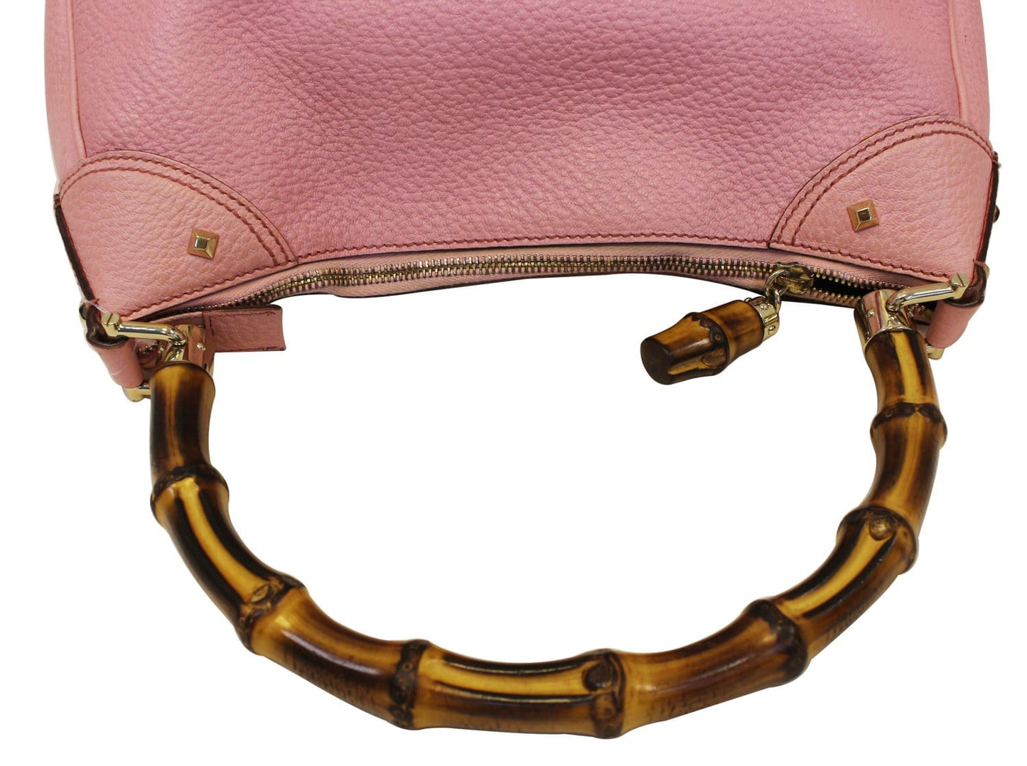 Gucci Bamboo Top Handle Pink Calfskin Leather Hobo Bag