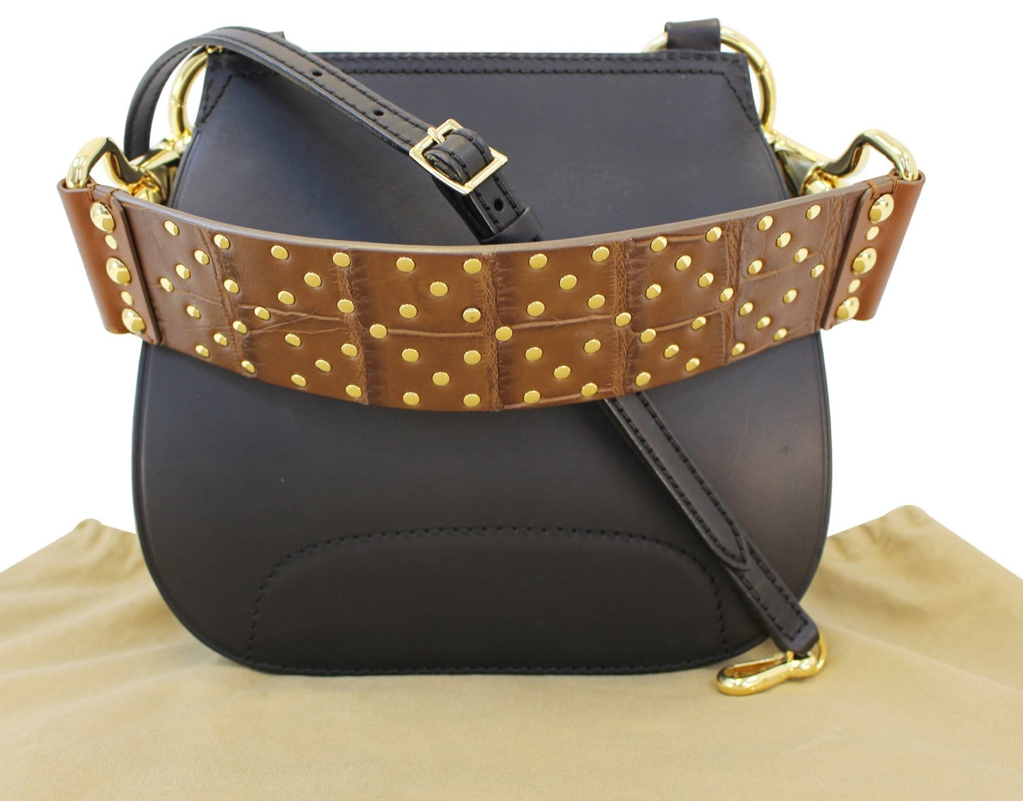 BURBERRY Haymarket Check and Alligator Leather Bridle Bag