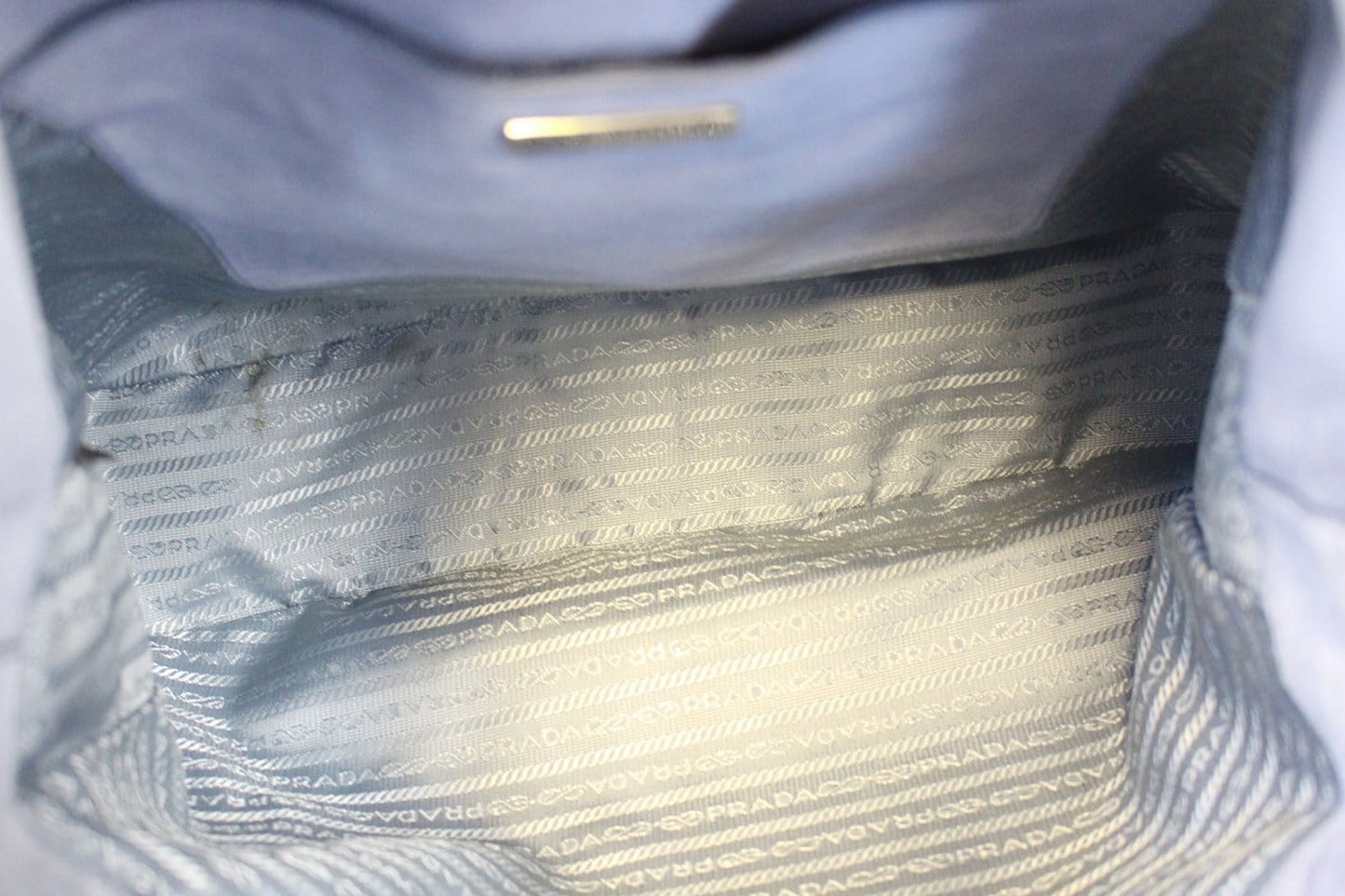 PRADA Vitello Daino Flap Suede Leather Hobo Bag Sky Blue