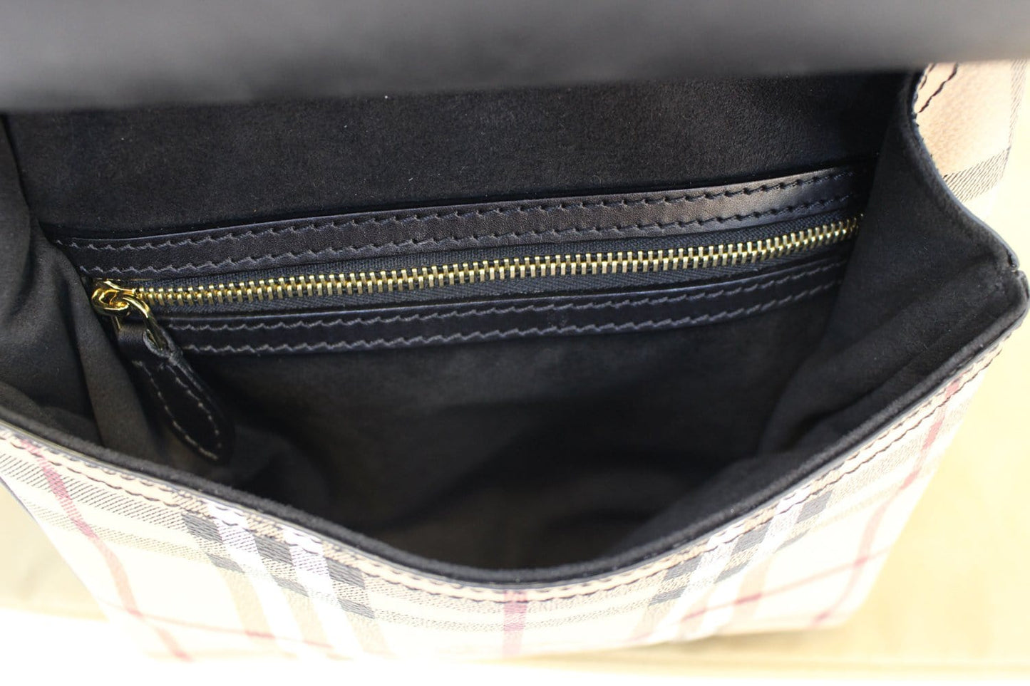 BURBERRY Haymarket Check and Alligator Leather Bridle Bag